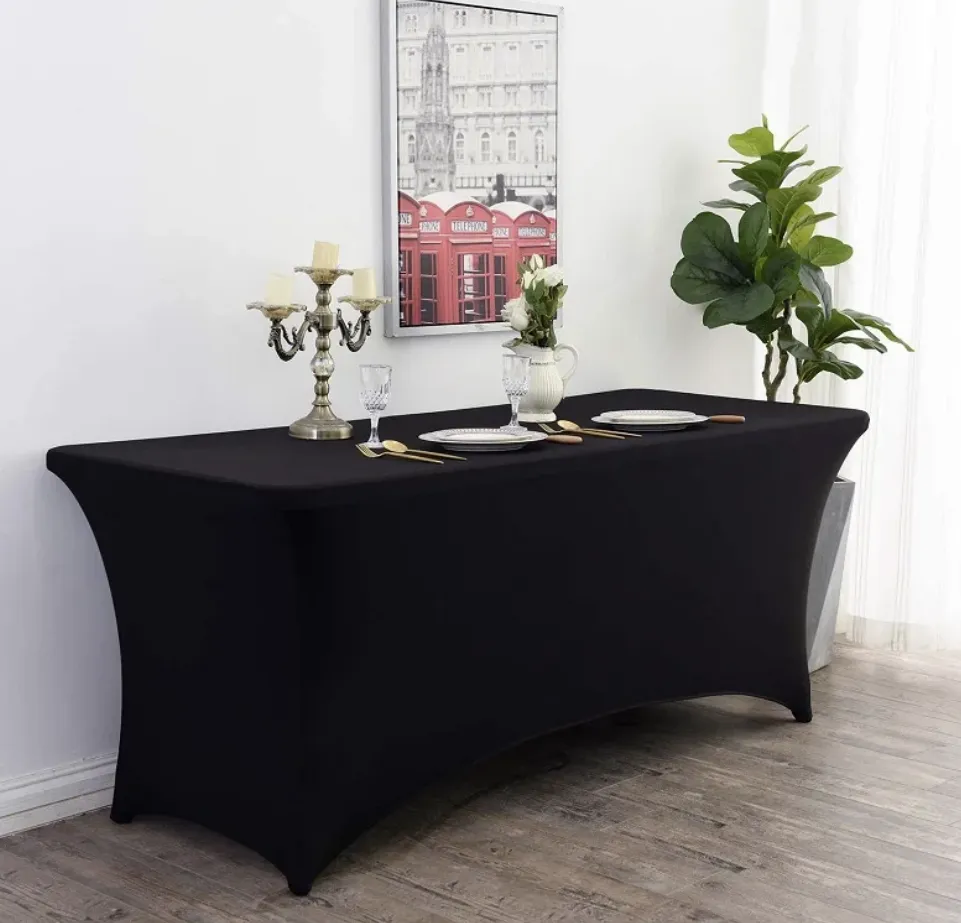 6' Black stretch table cloth 