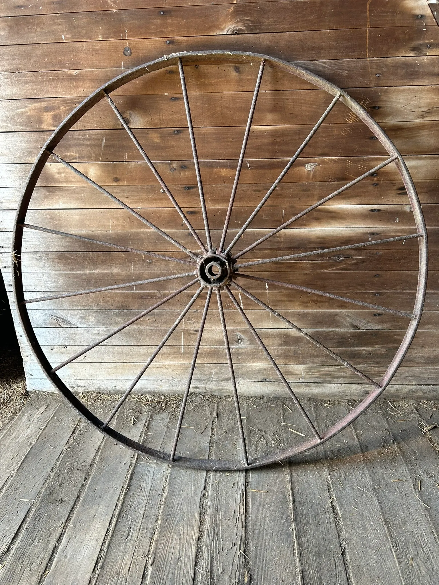 Large Antique Metal Wagon Wheel