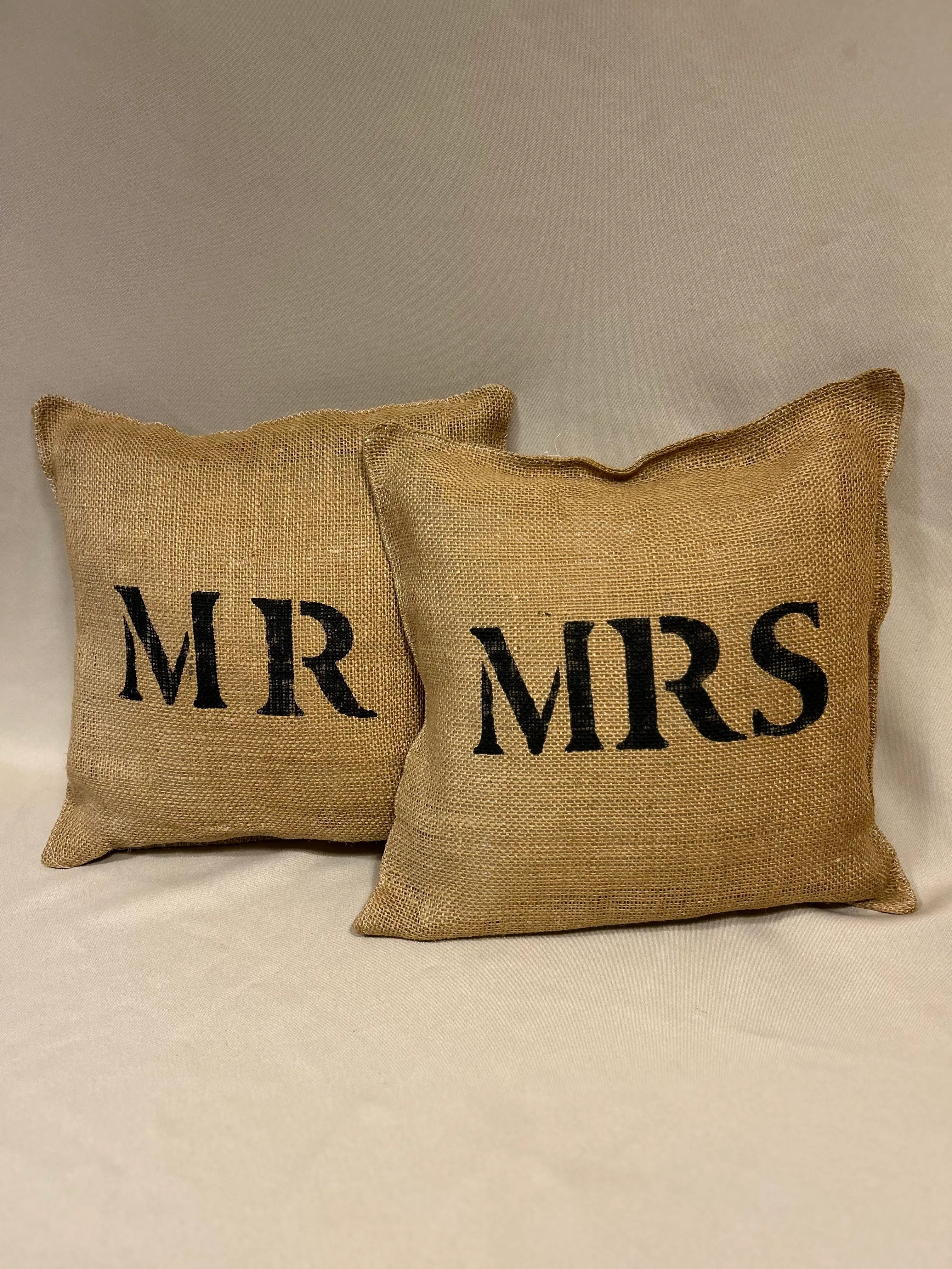 Mr. and Mrs. Burlap Pillows