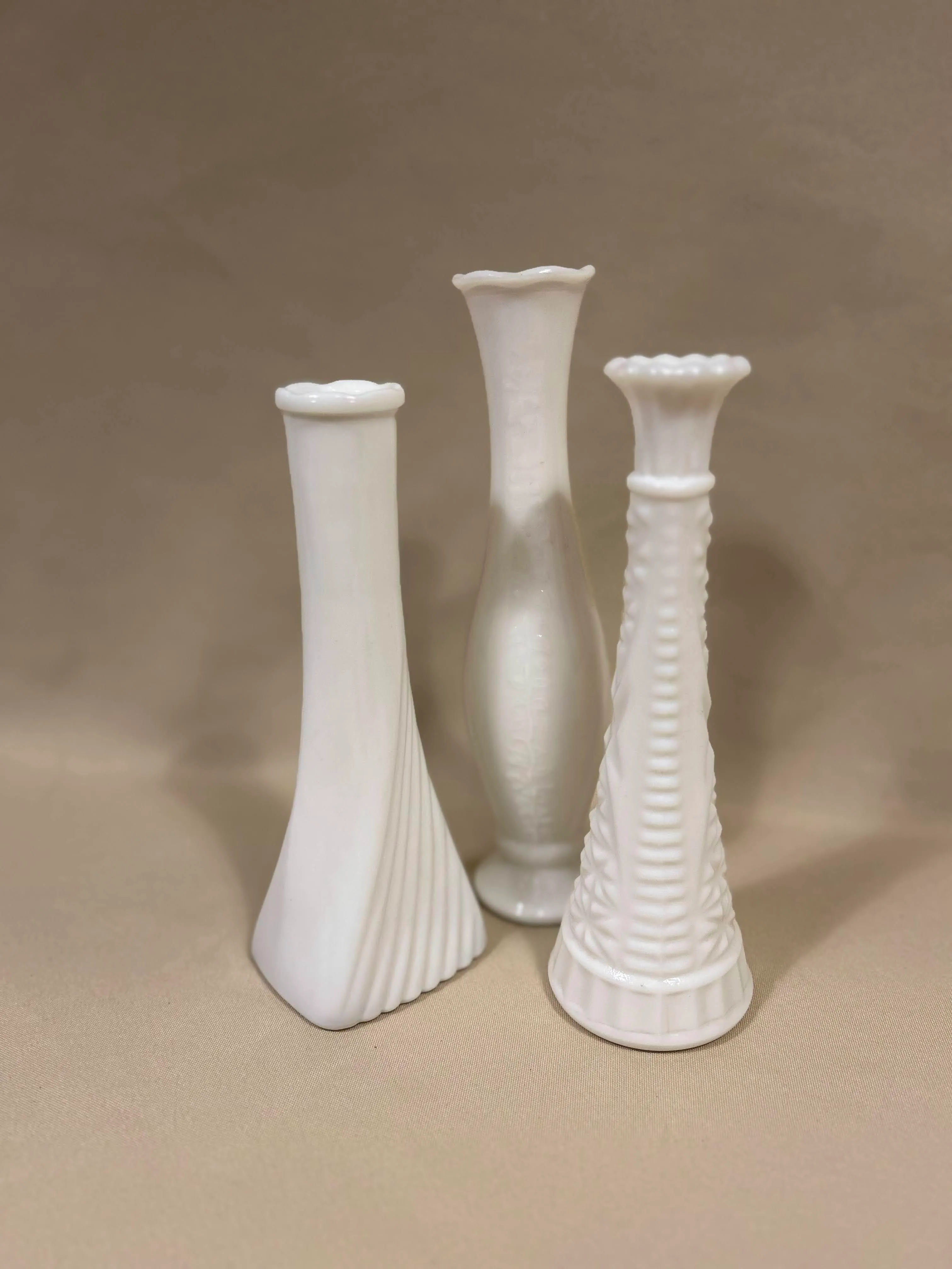 White Milk Vases - Tall