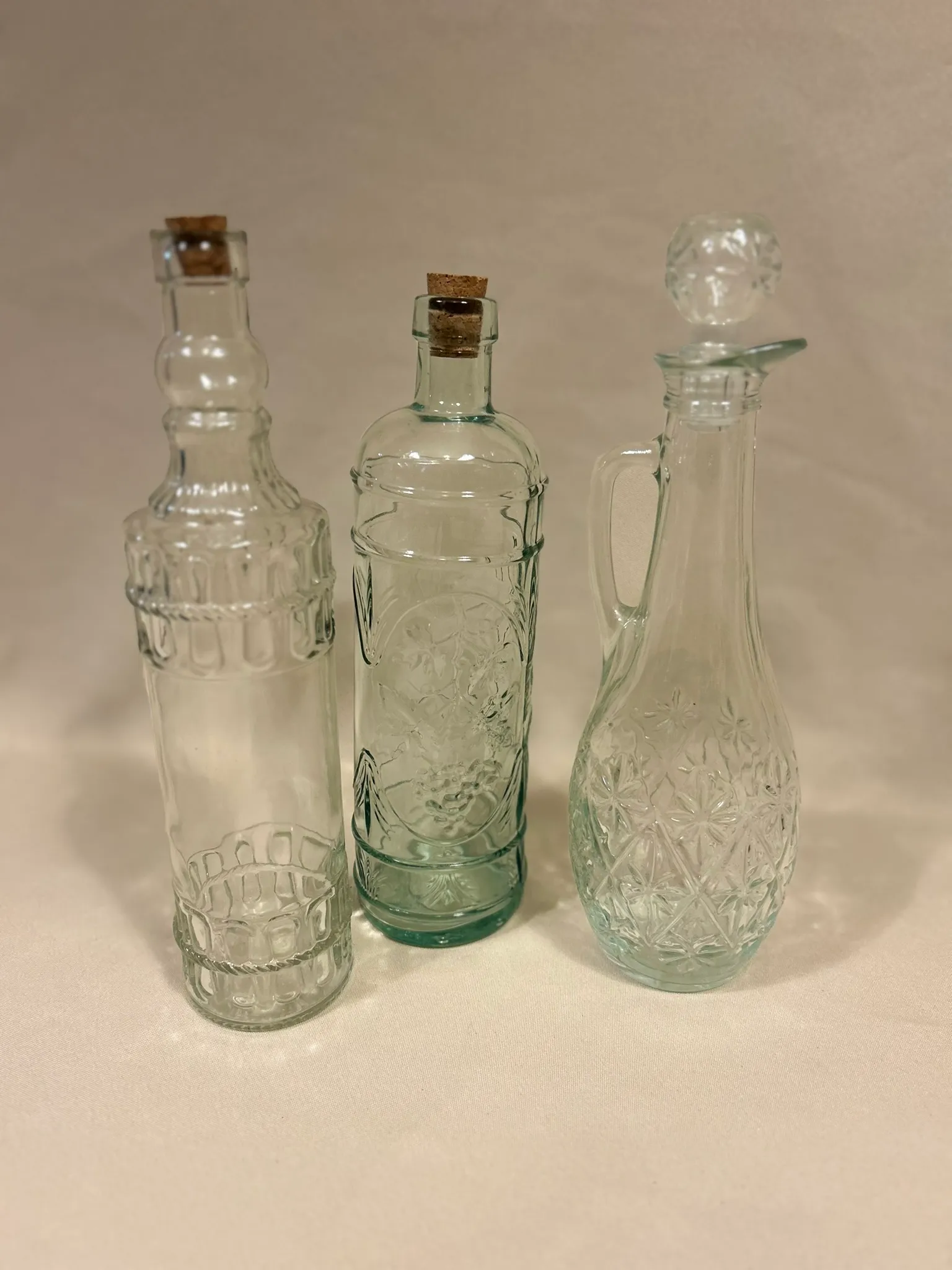 Clear Glass Bottle Set of 3