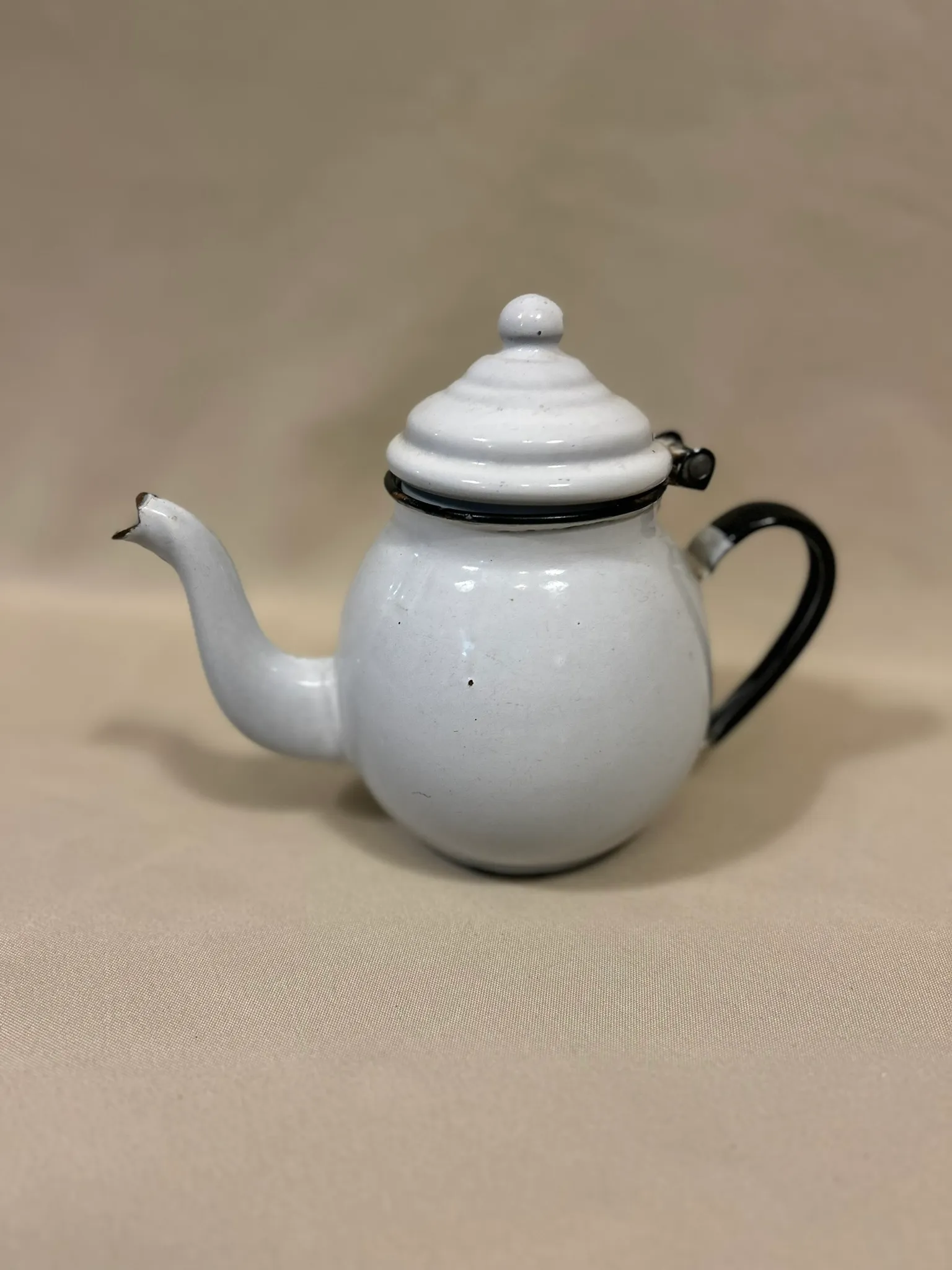 Little White Metal Teapot