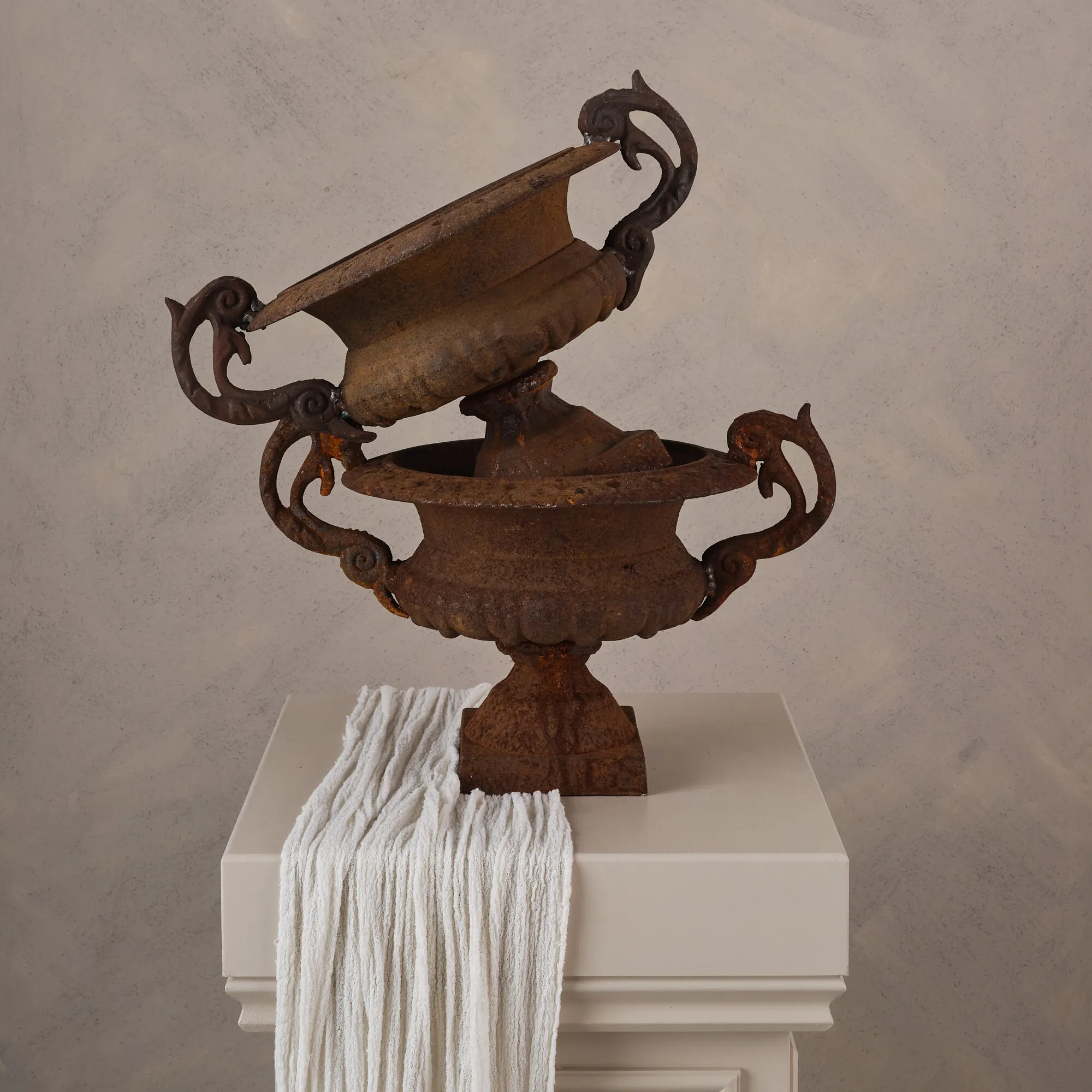 Small vintage cast iron metal urns