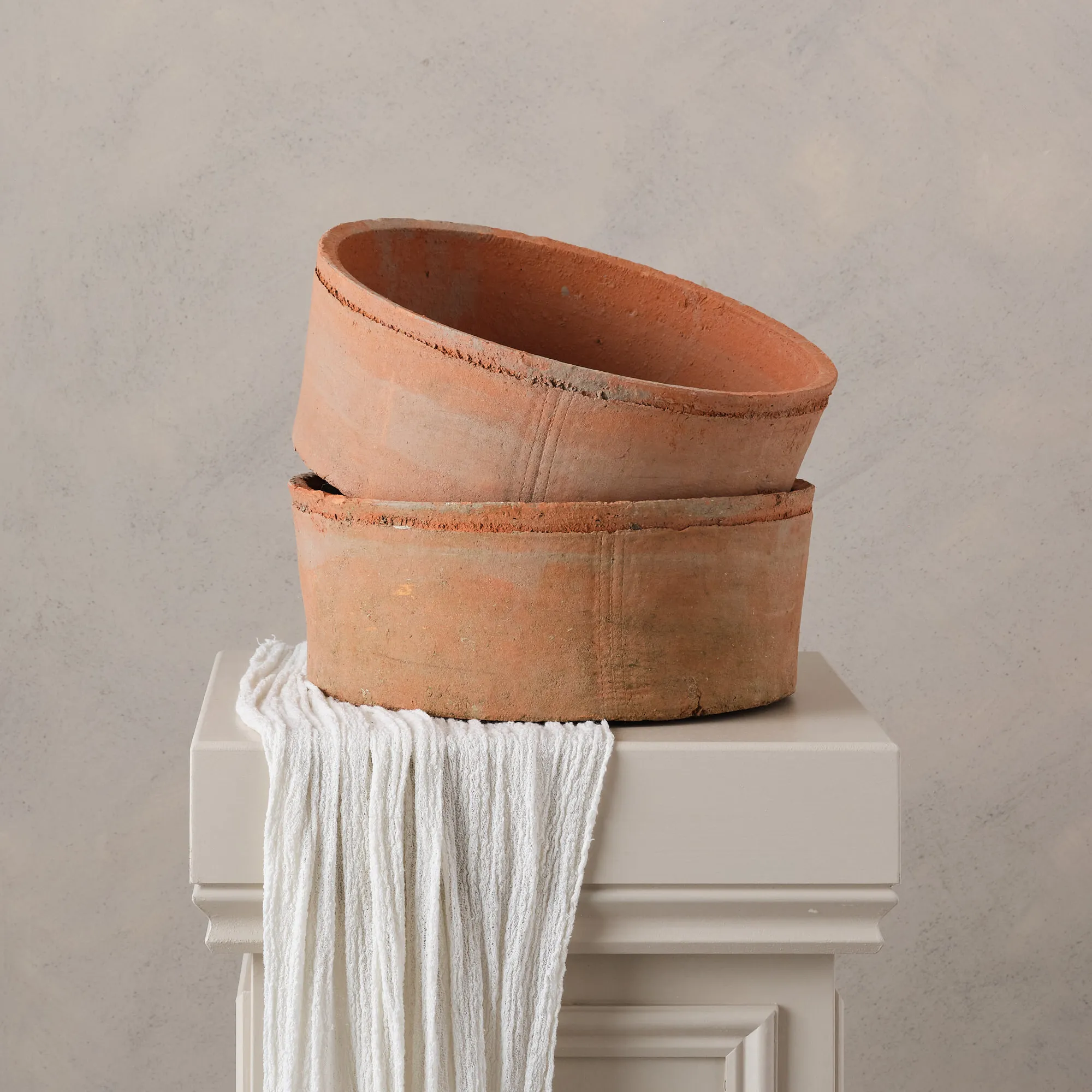 Terracotta giant low bowls