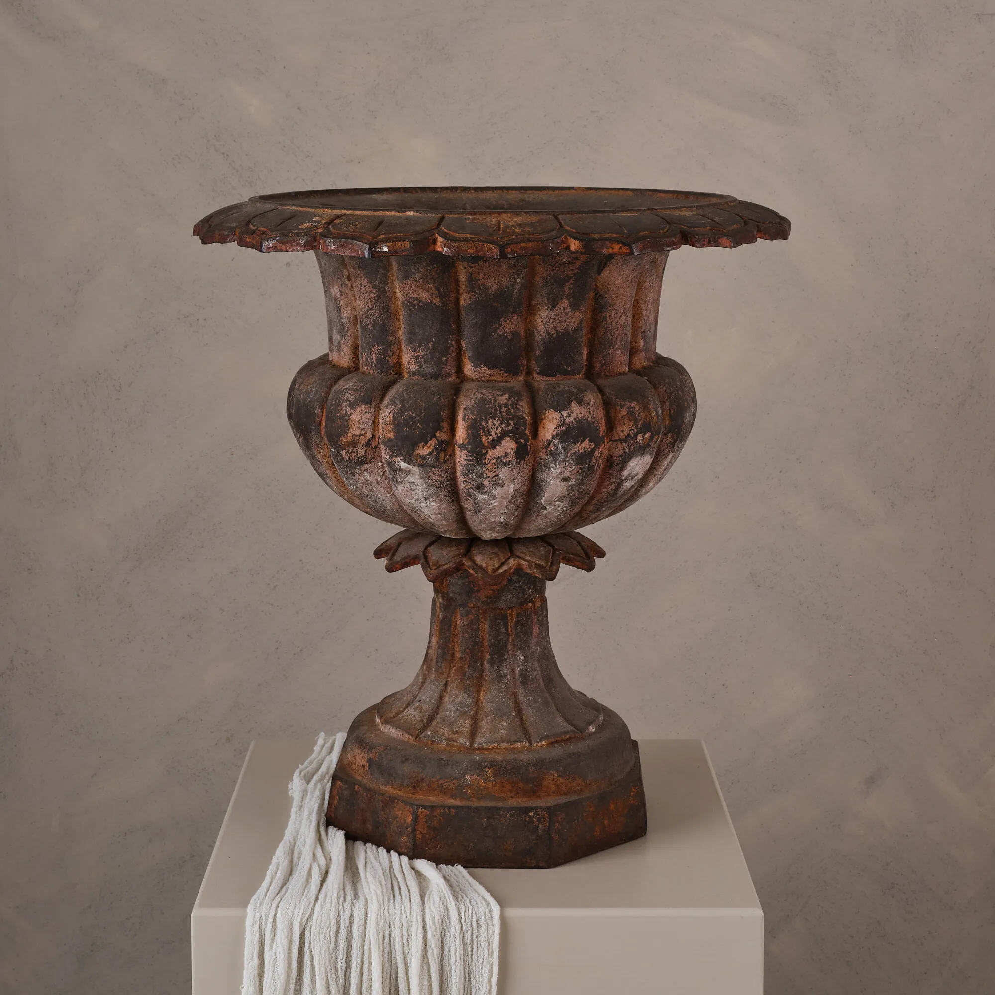 Large vintage cast iron metal urns