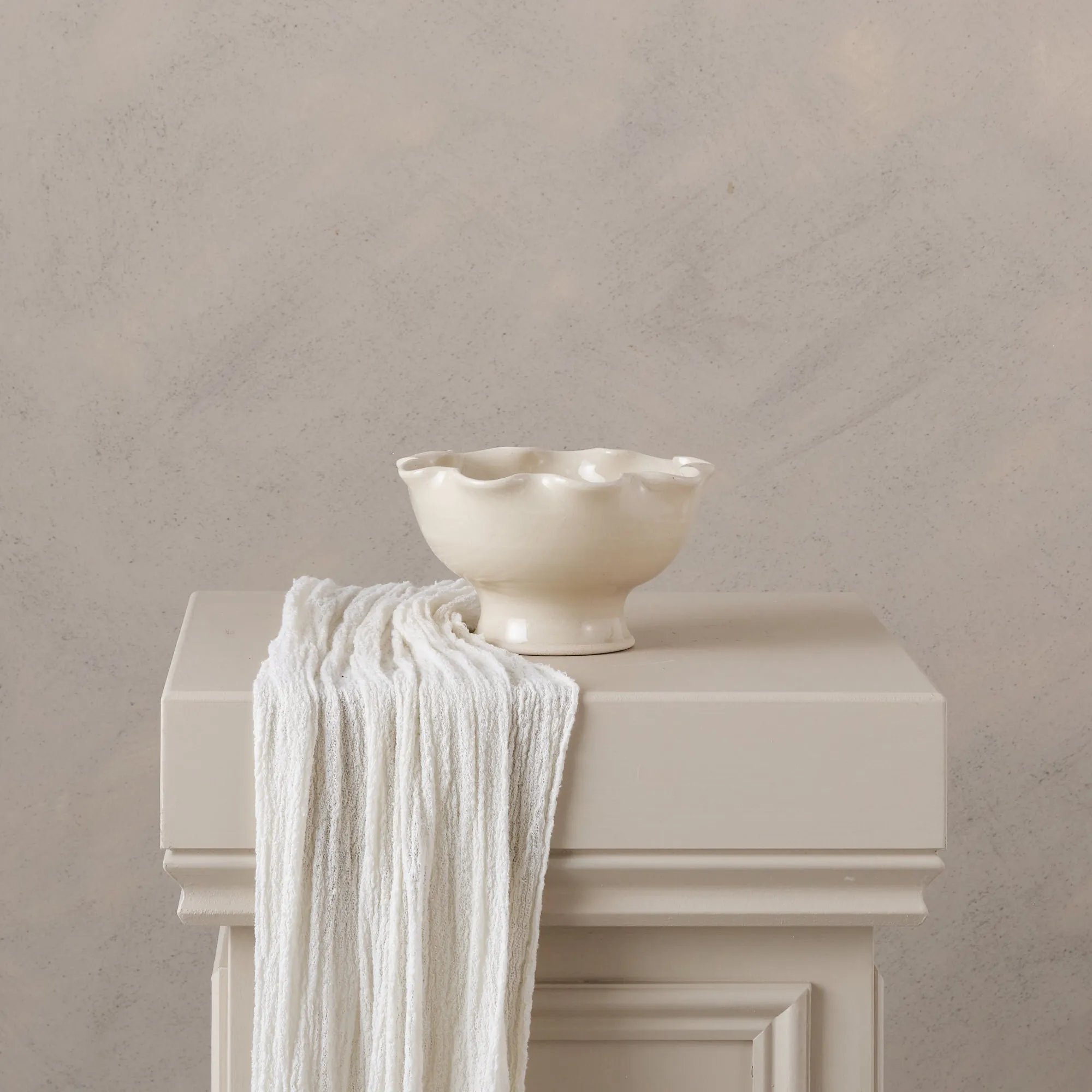 Small scalloped edge ceramic bowl