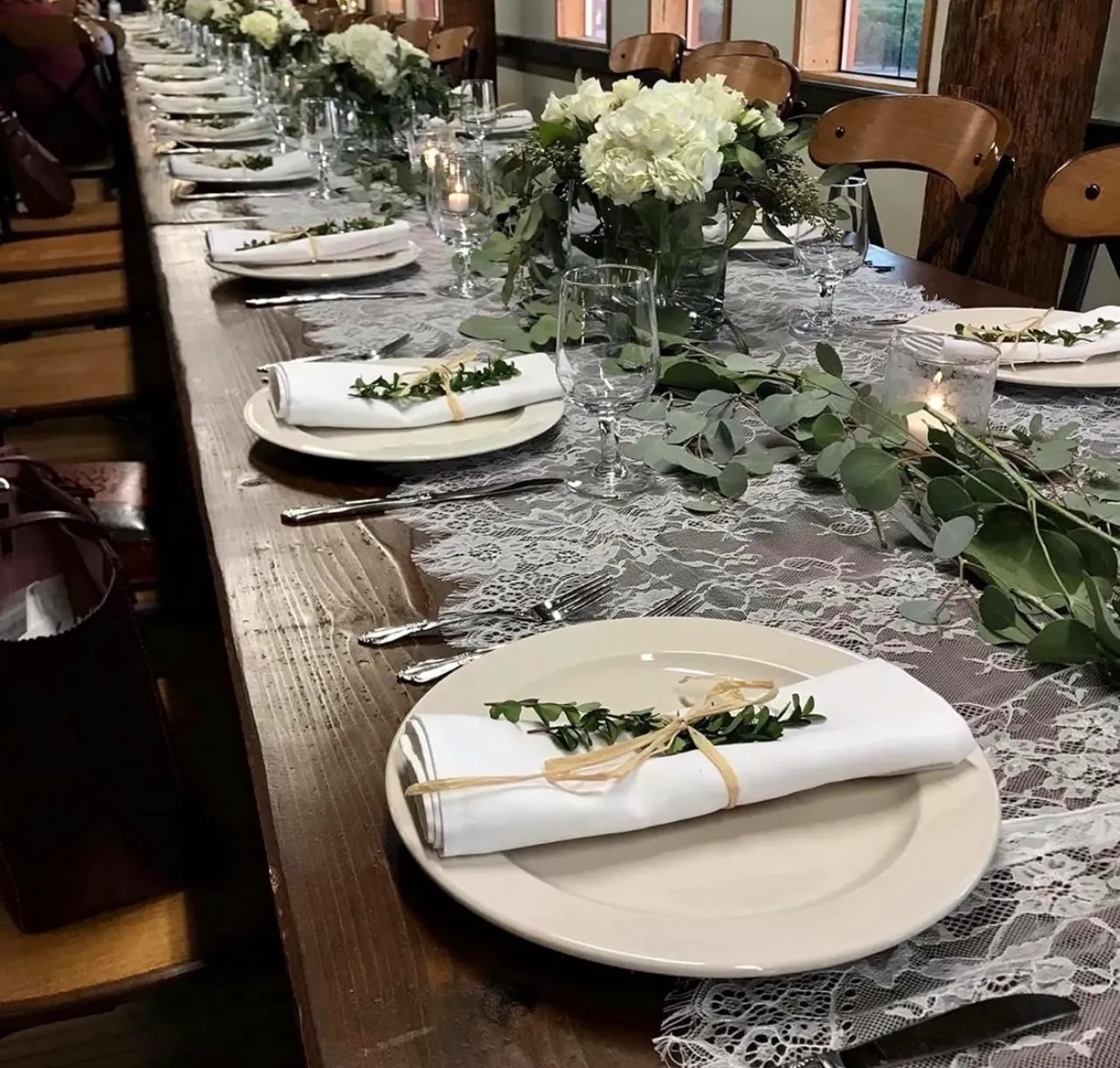 White Lace Table Runners 14in x 120in 
