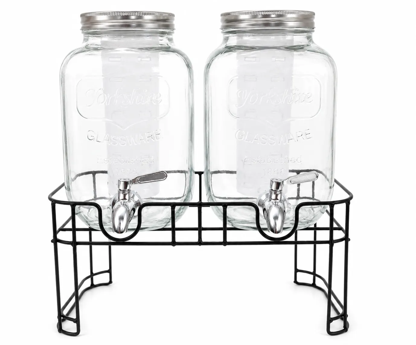 Dual Mason Jark Drink Dispenser With Spigots 