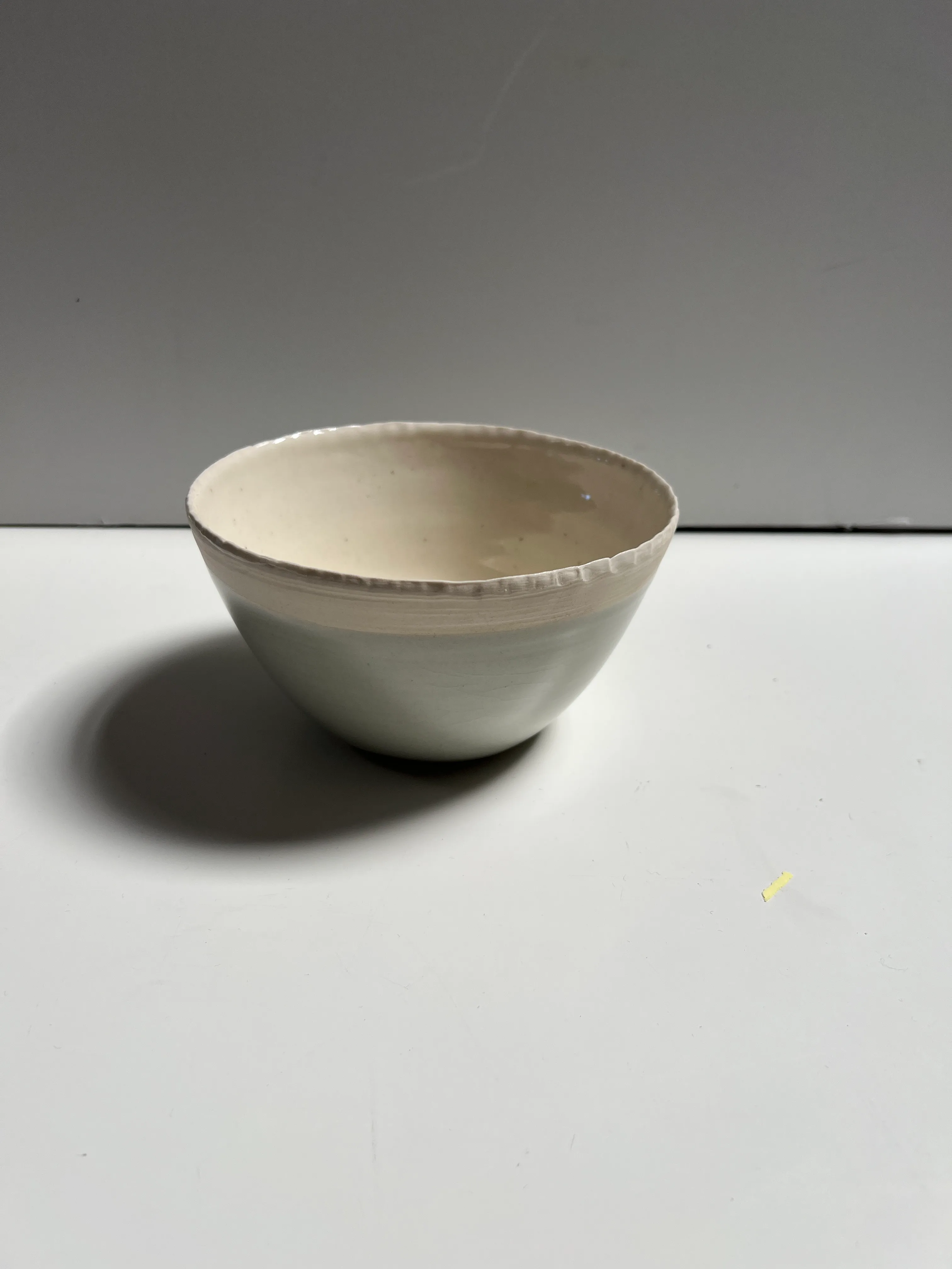 Light Green w/ Cream Rim Deep Bowl