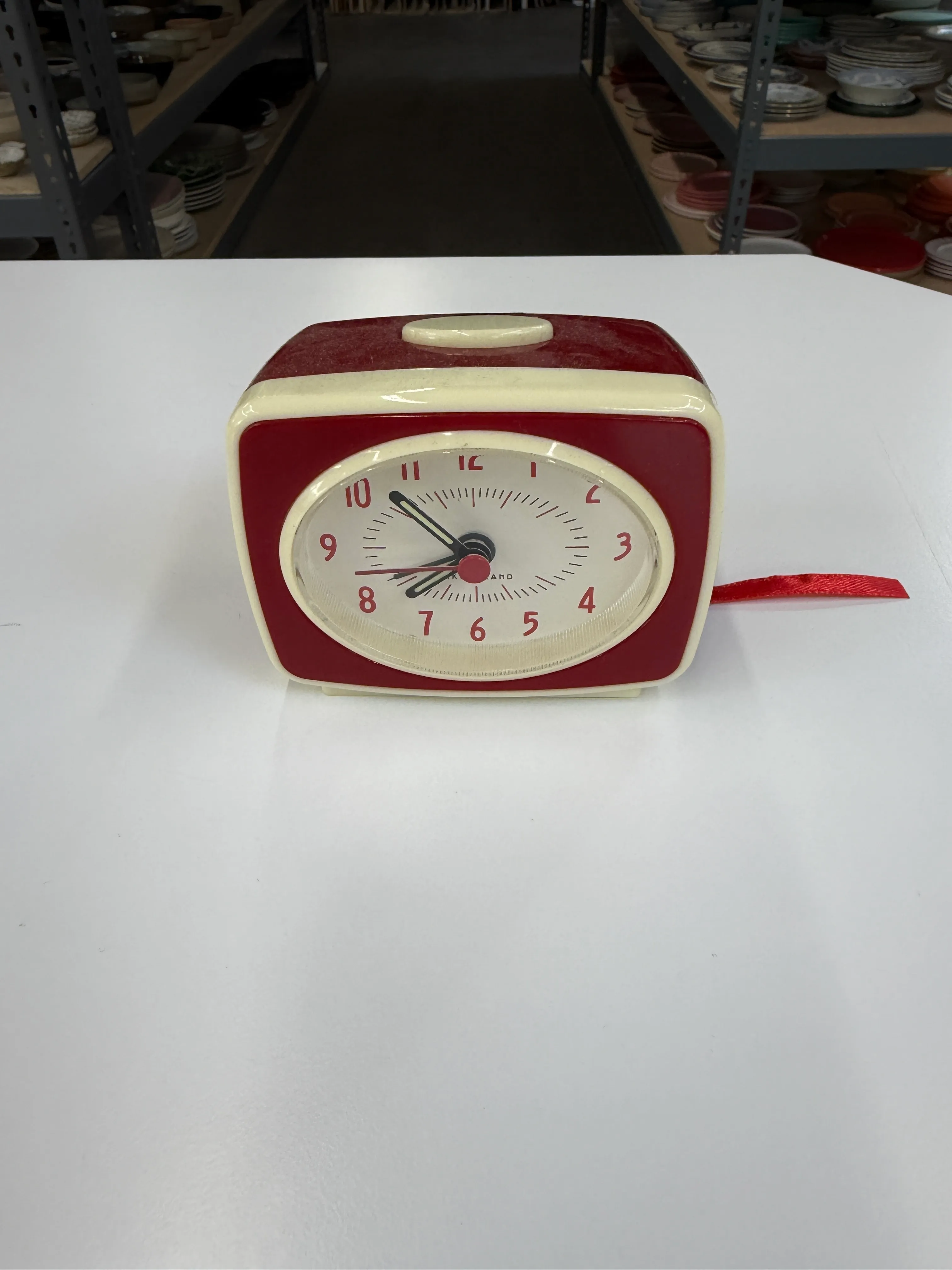 Vintage Small Red Beige Clock