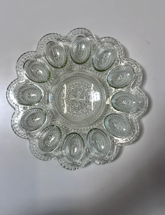 Round Glass Egg Platter Circle Center