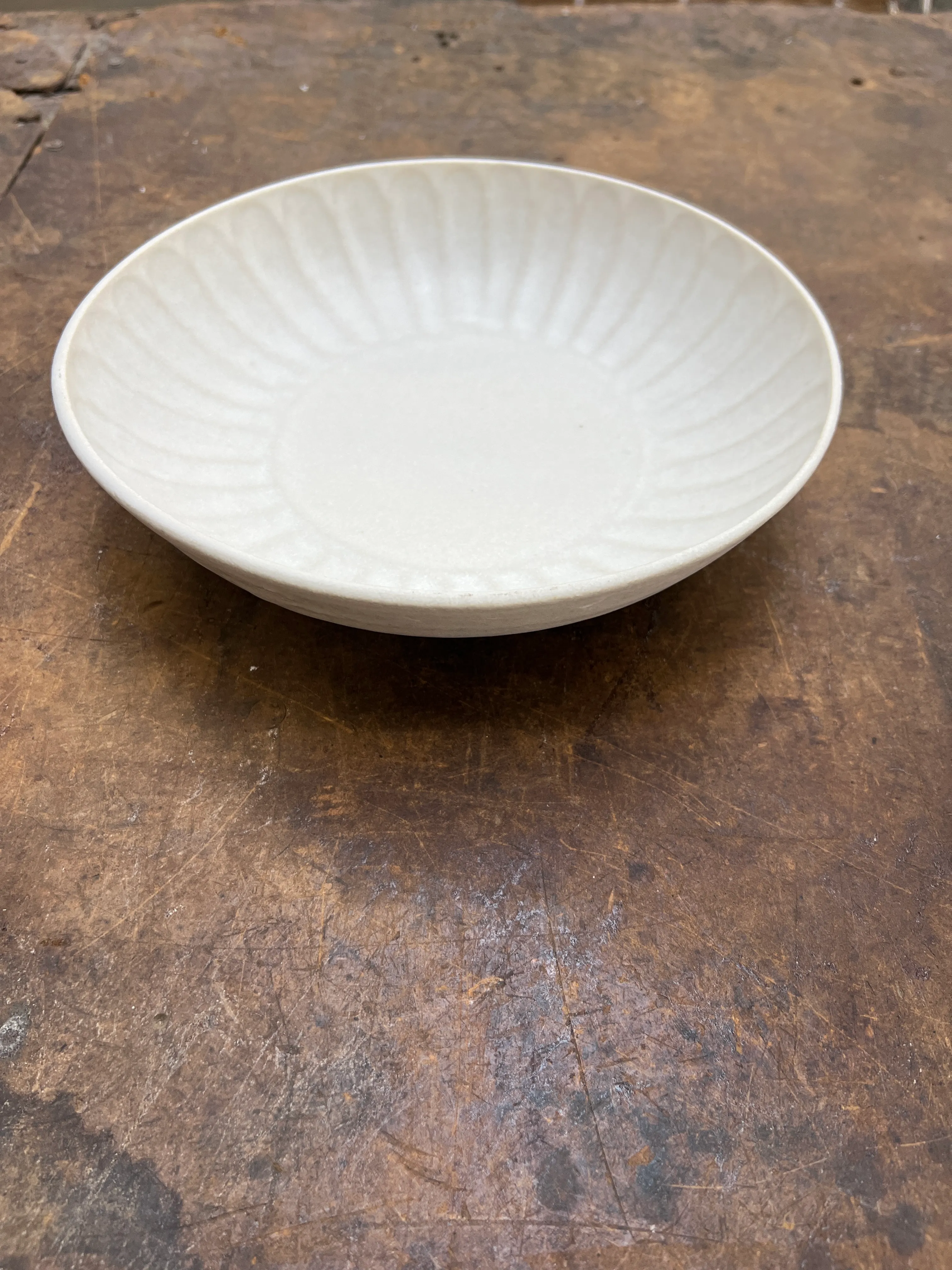 Carved Serving Bowl White