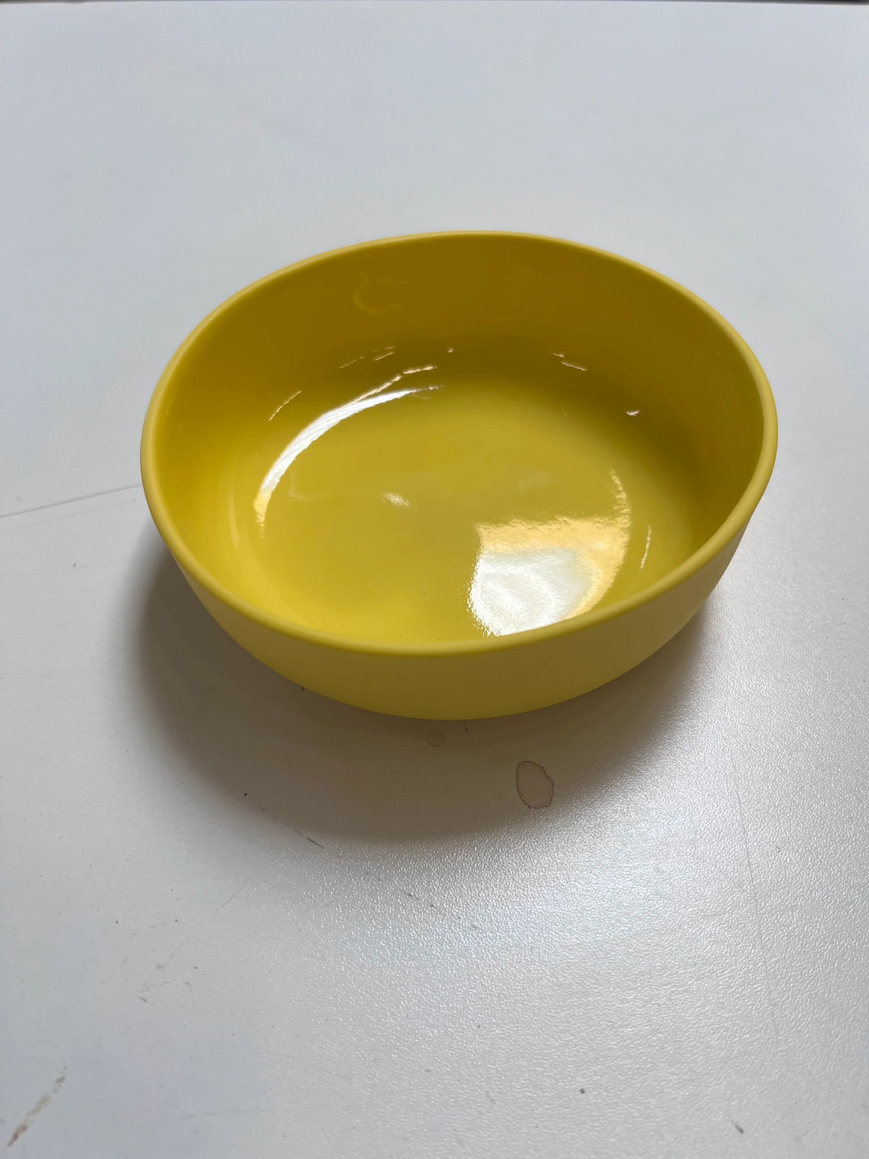 Yellow glossy handmade cereal bowl 