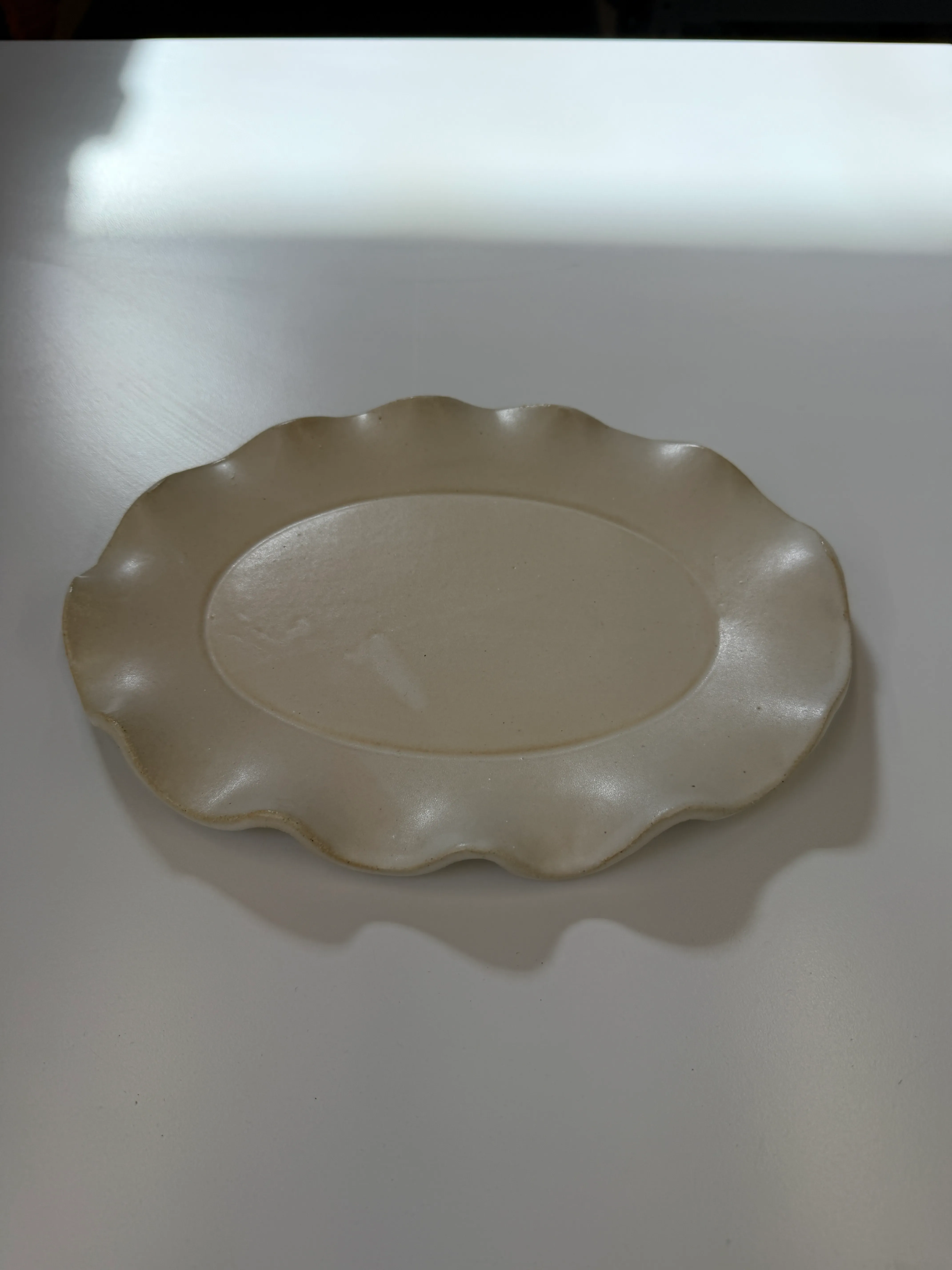 Ruffle Edge Small White Platter 