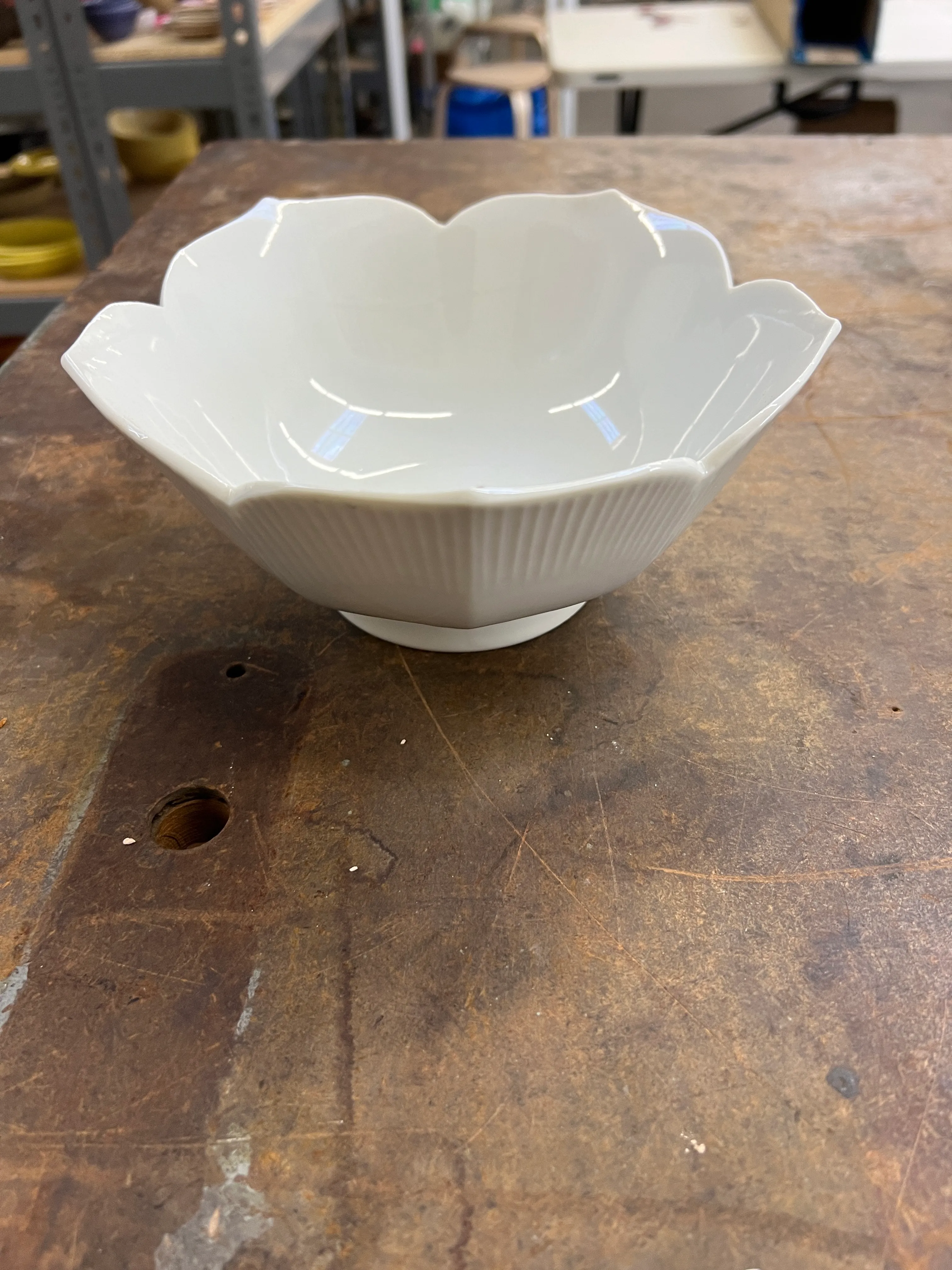 White China Lotus Serving Bowl