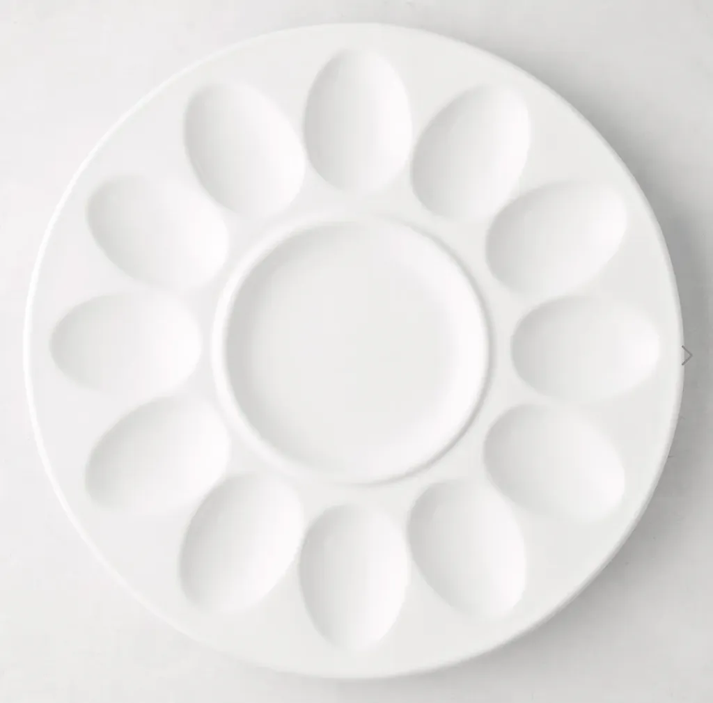 White Deviled Egg Platter Simple