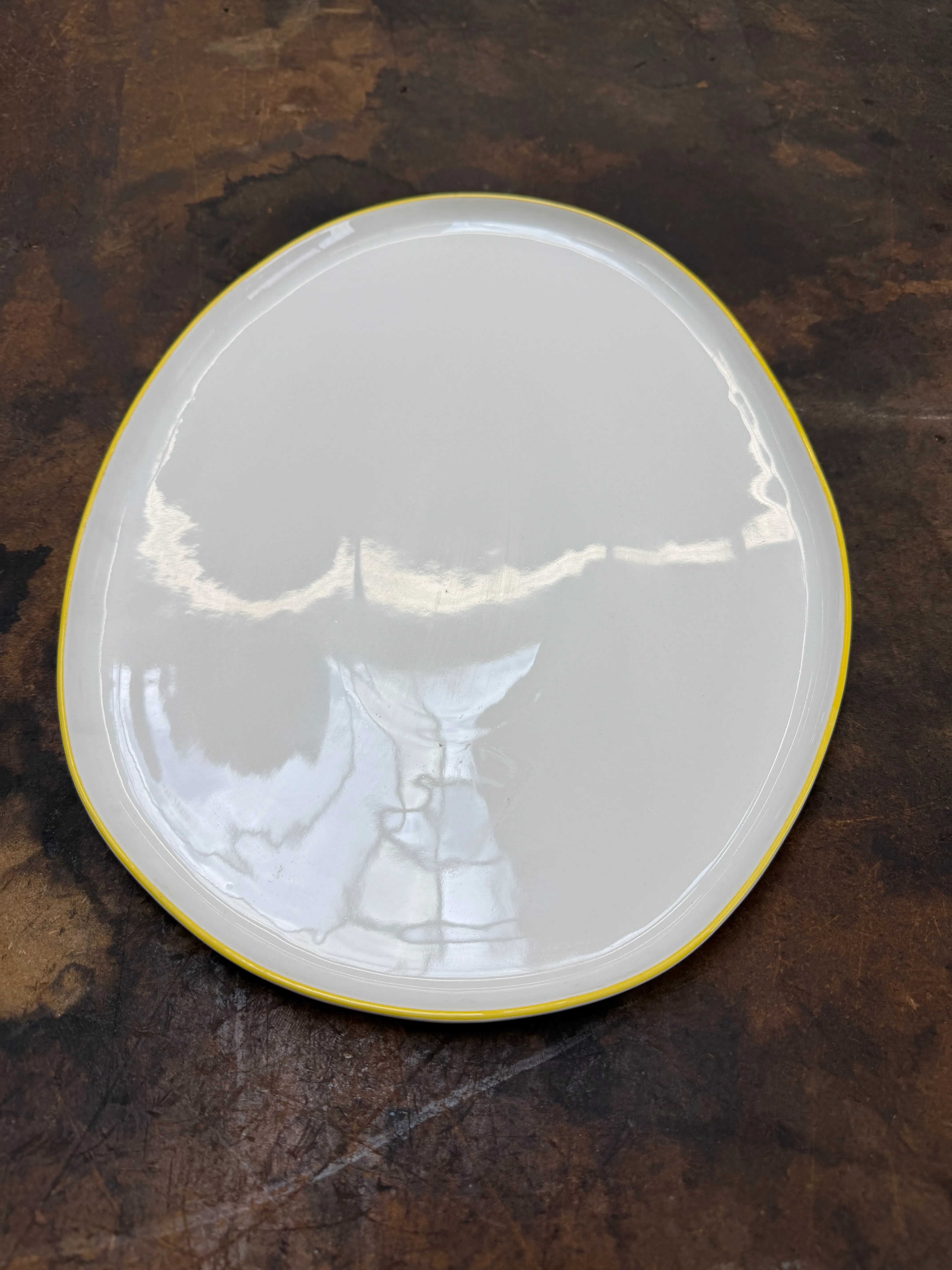 Canvas Home White Platter Yellow Rim