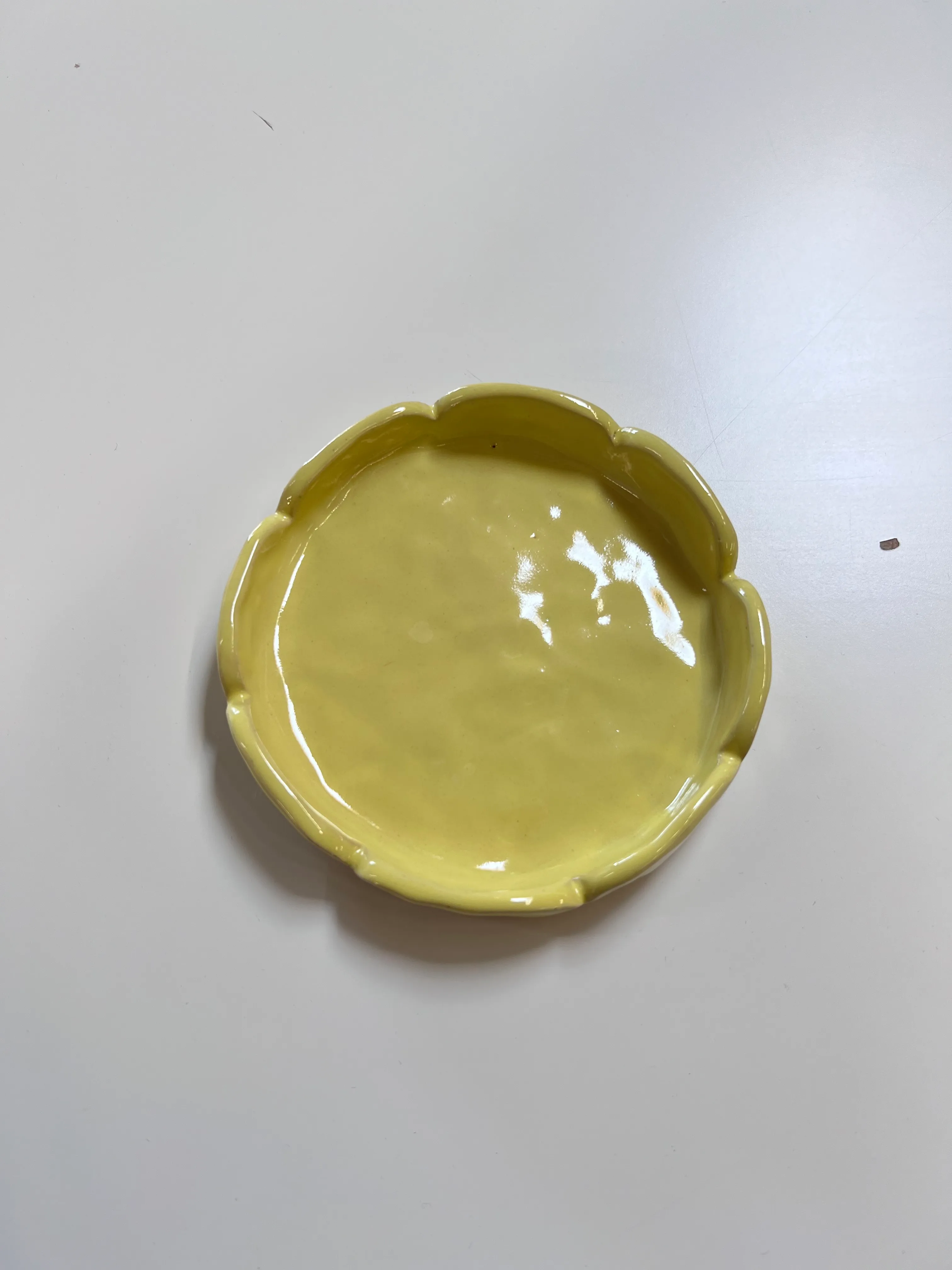 Yellow handmade small app plate