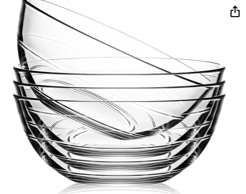 Clear Glass Bowl w/ indent line 6.6 Inch