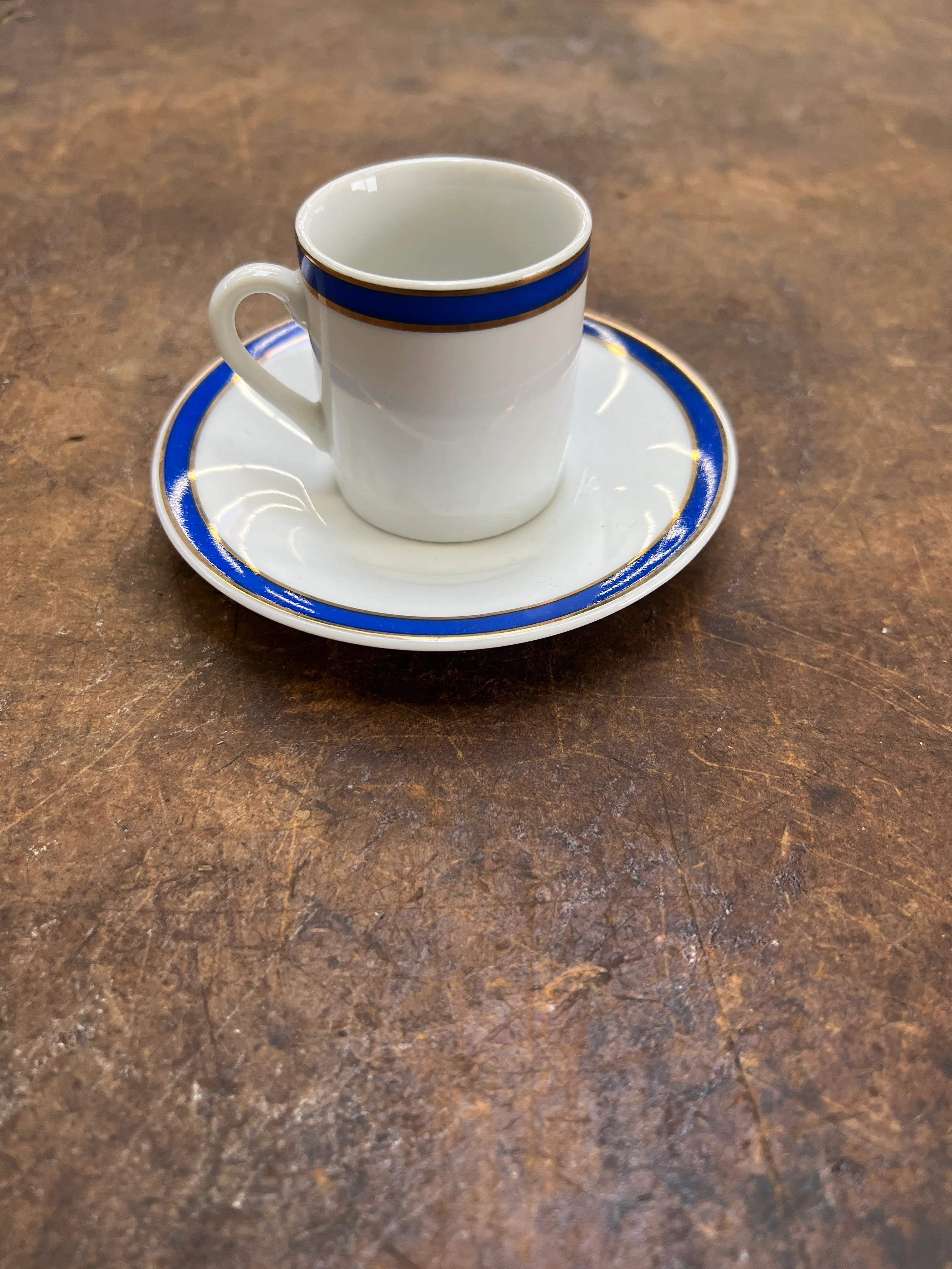 White w/ Blue Rim Espresso Cup