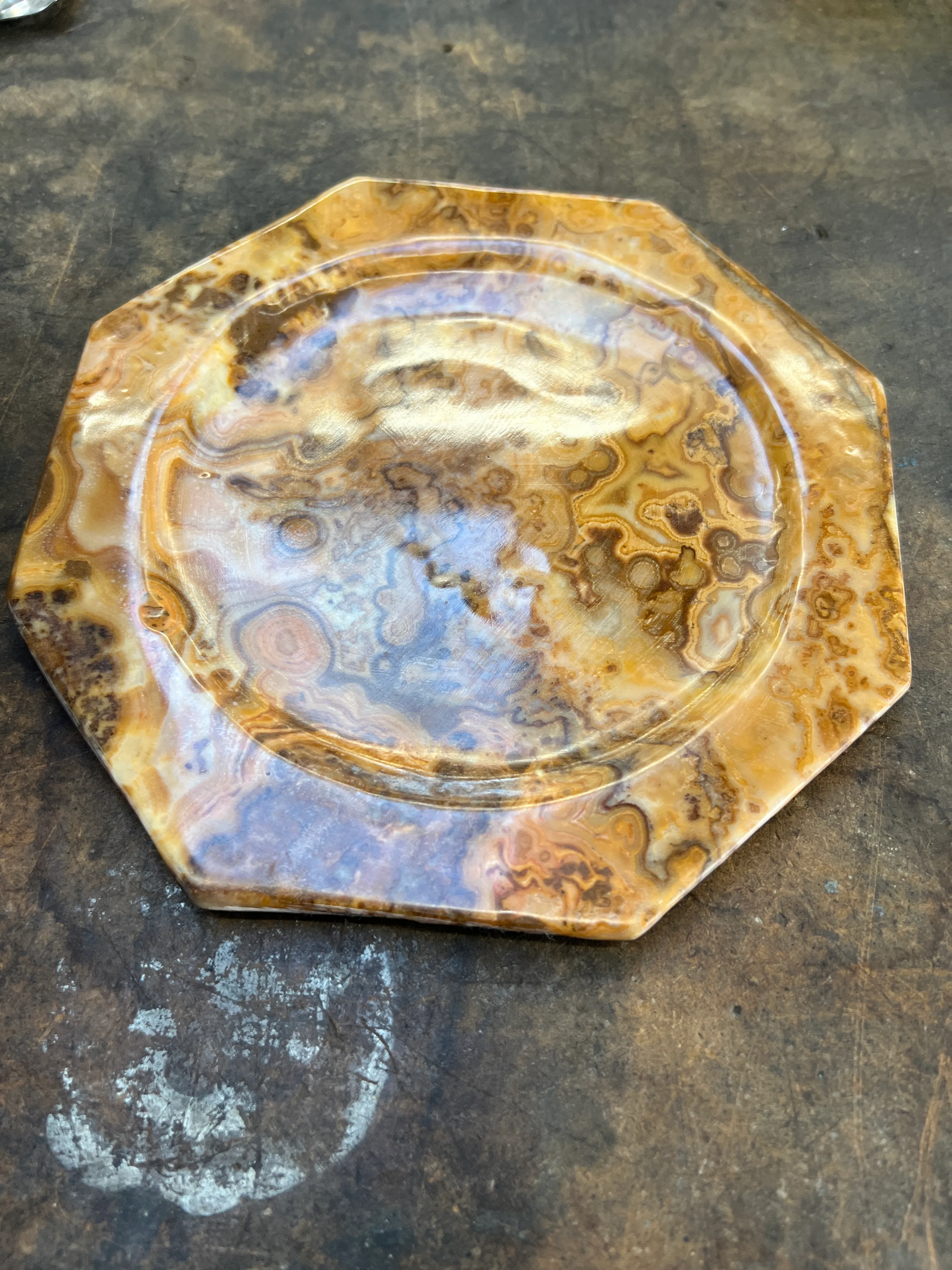 Octagon Marble Plate Yellow/Orange