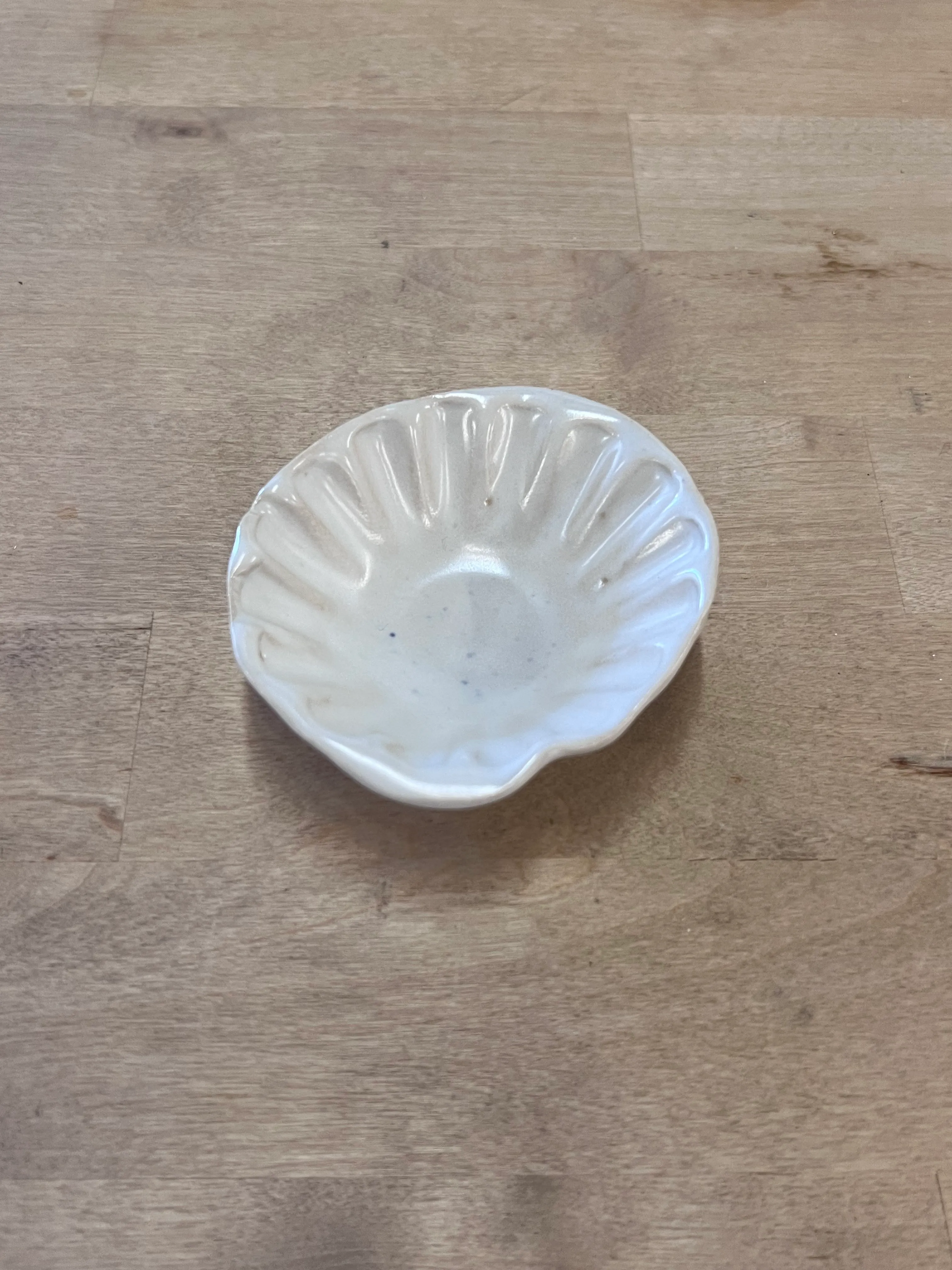 White grey handmade salt dish 