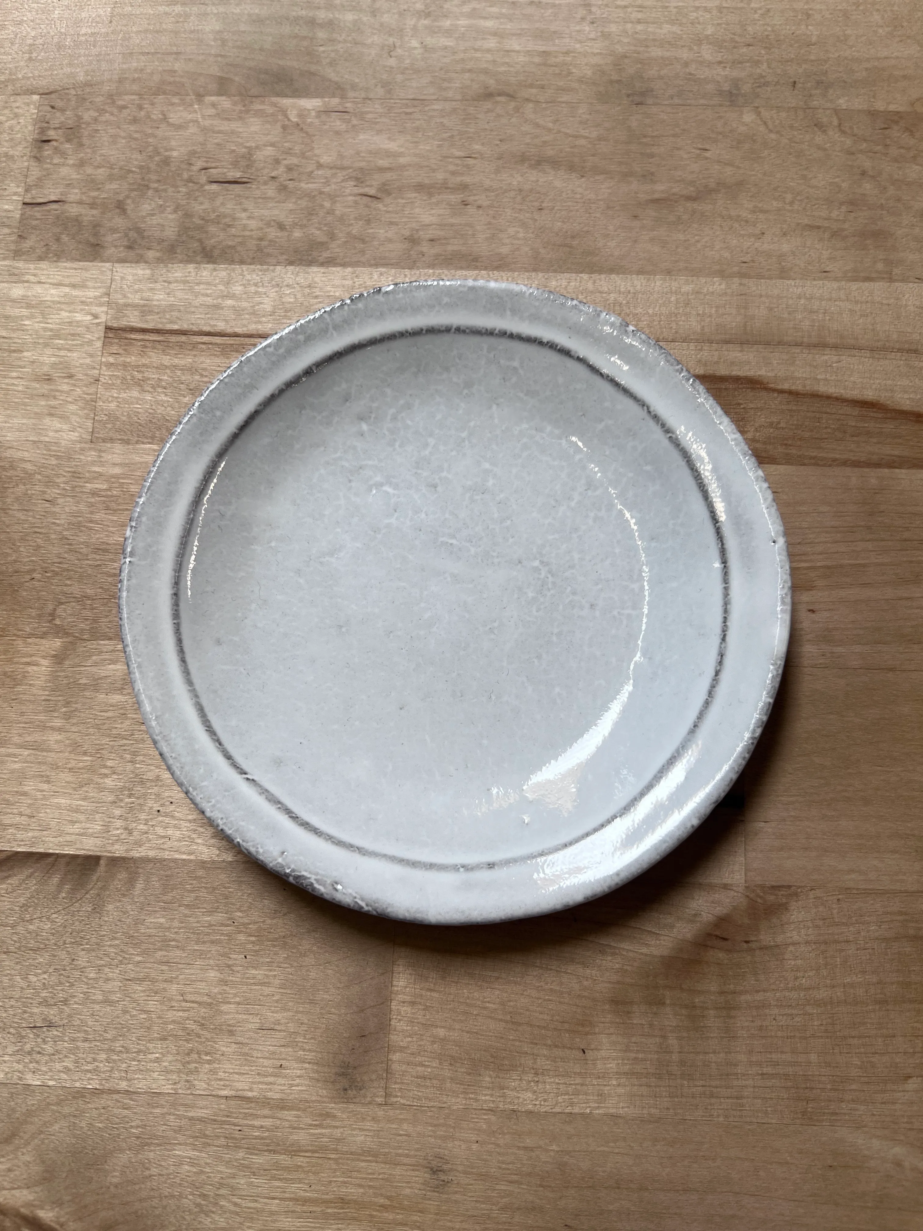 White grey app plate, handmade