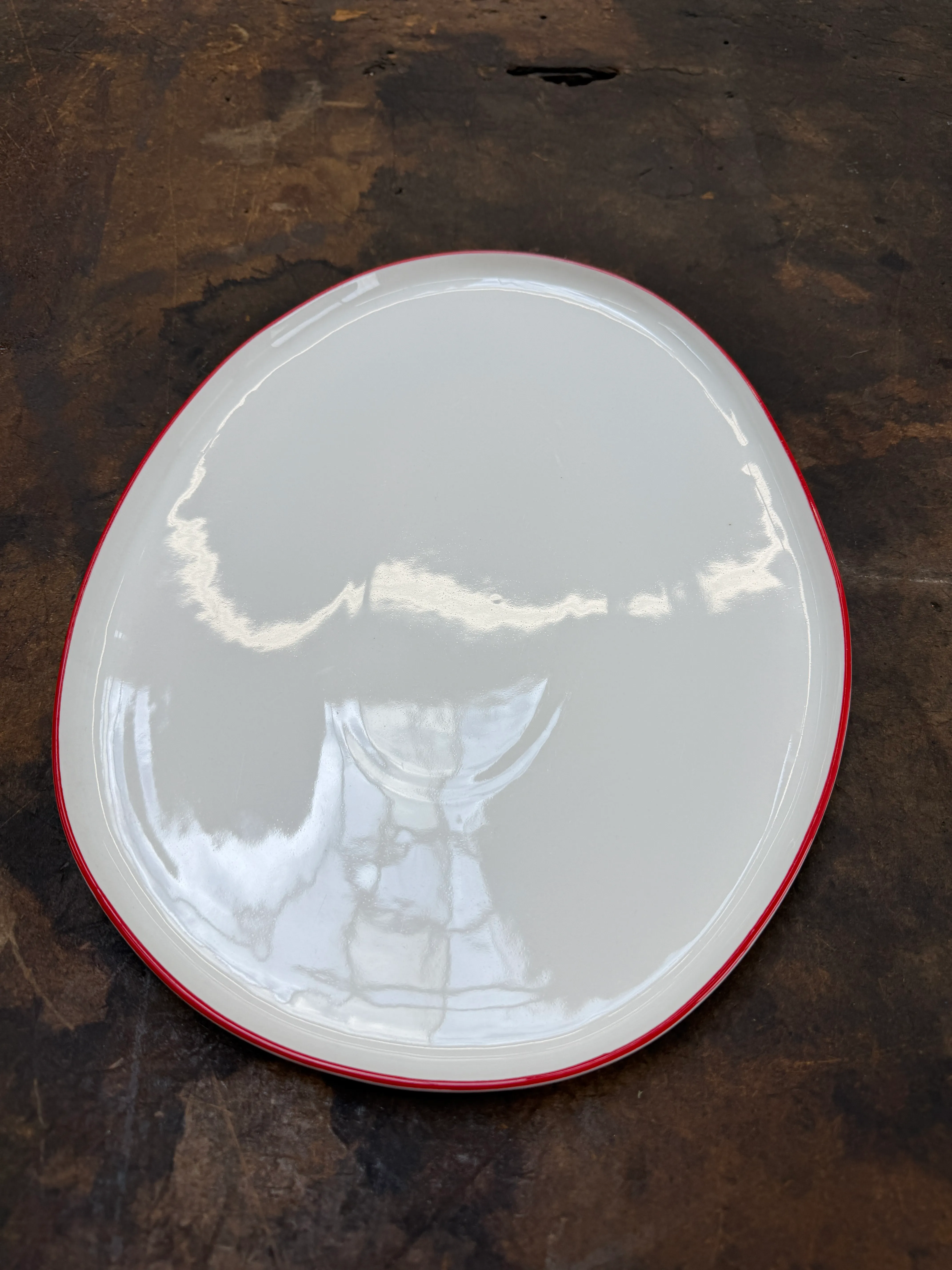 Canvas Home White Platter Red Rim