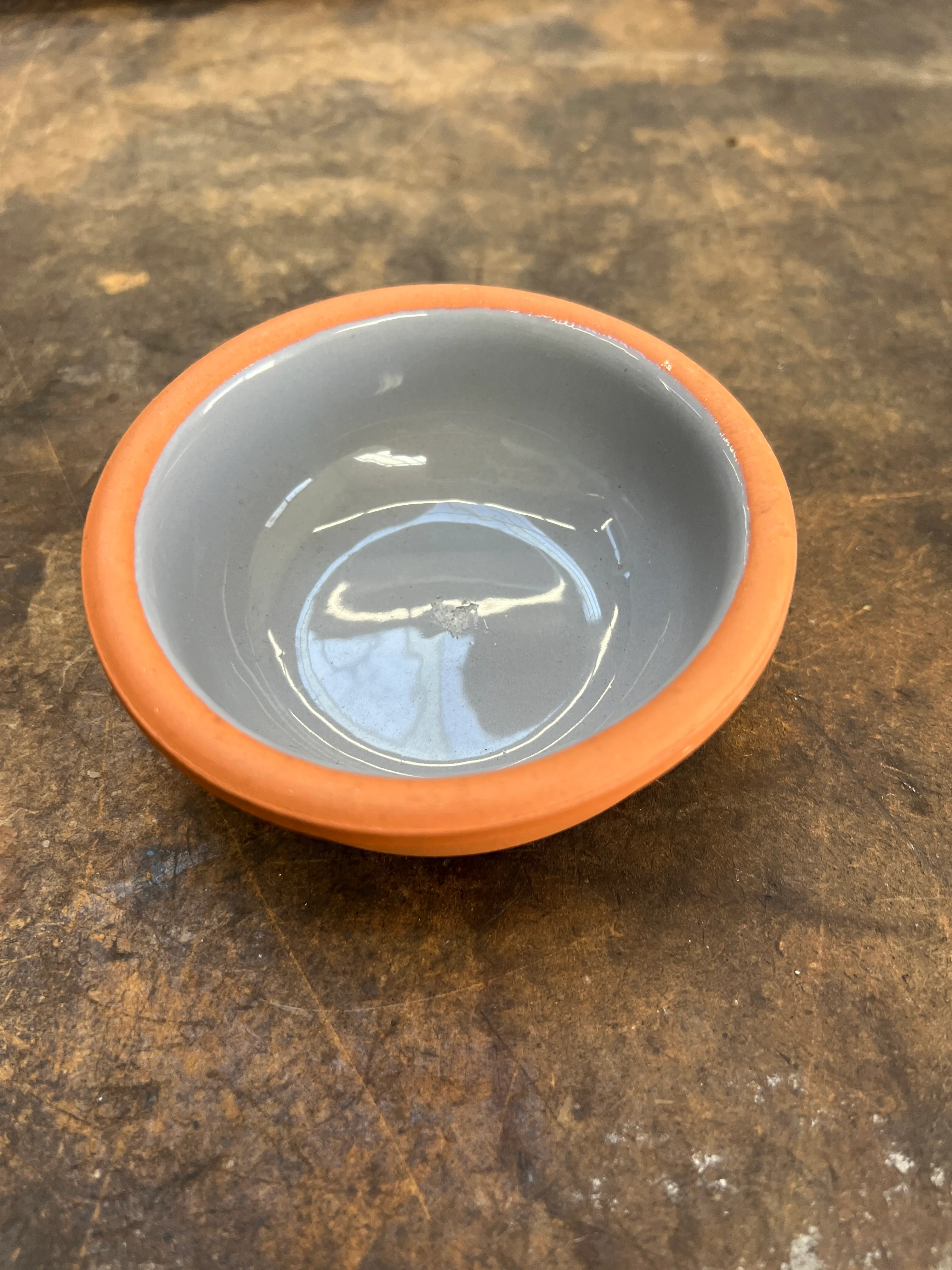 Terracotta Small Bowl Grey Inside 