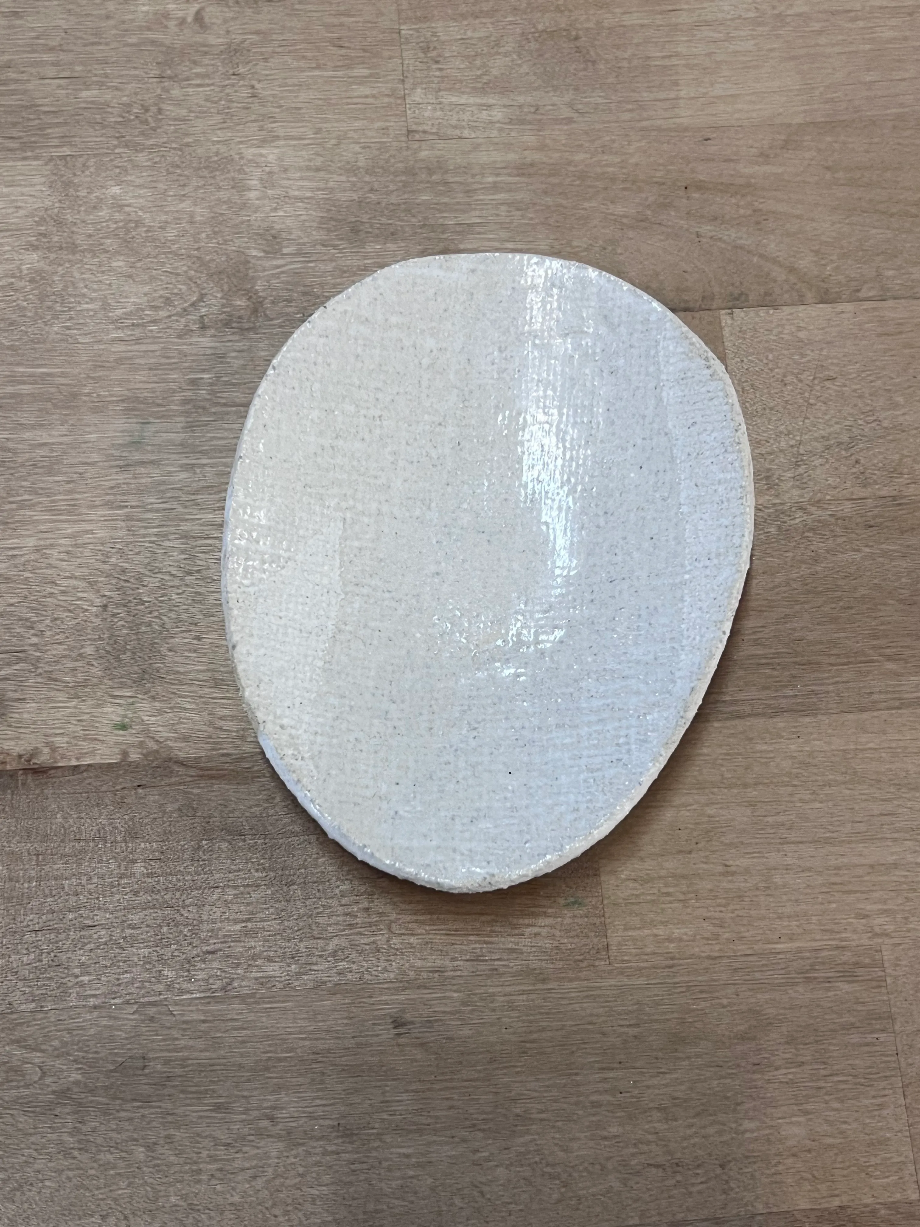 Handmade oval white small plate, organic