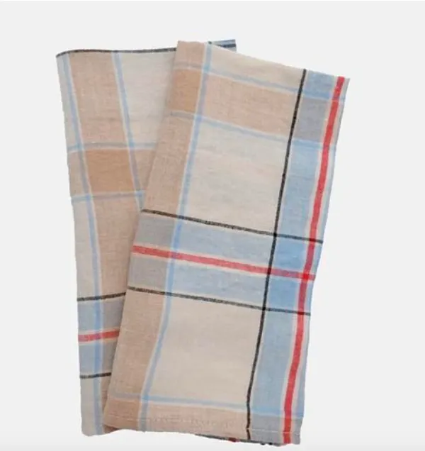 Plaid Linen Napkin -  Blue Hankey 1 0f 2