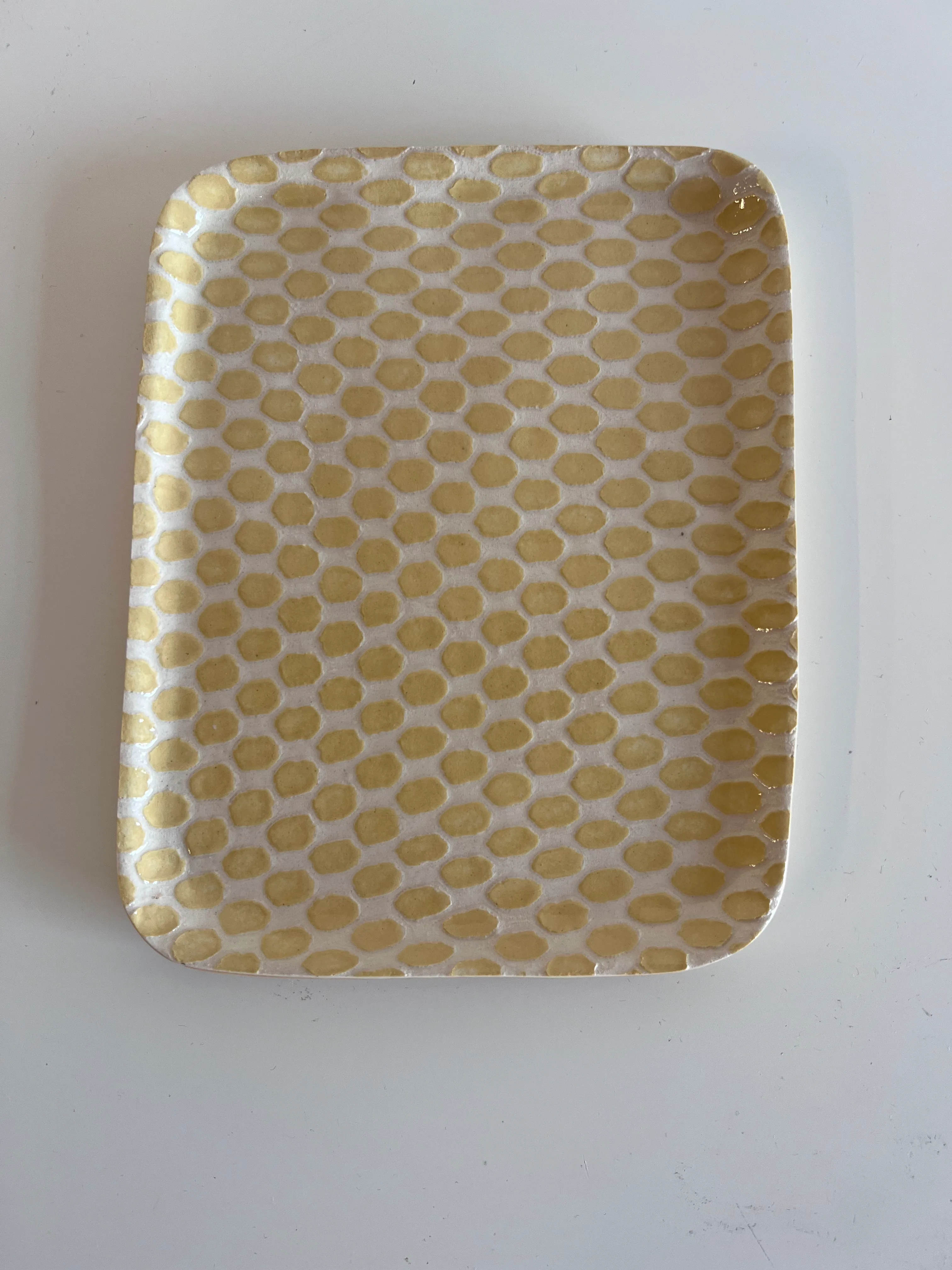 Yellow and cream rectangular platter