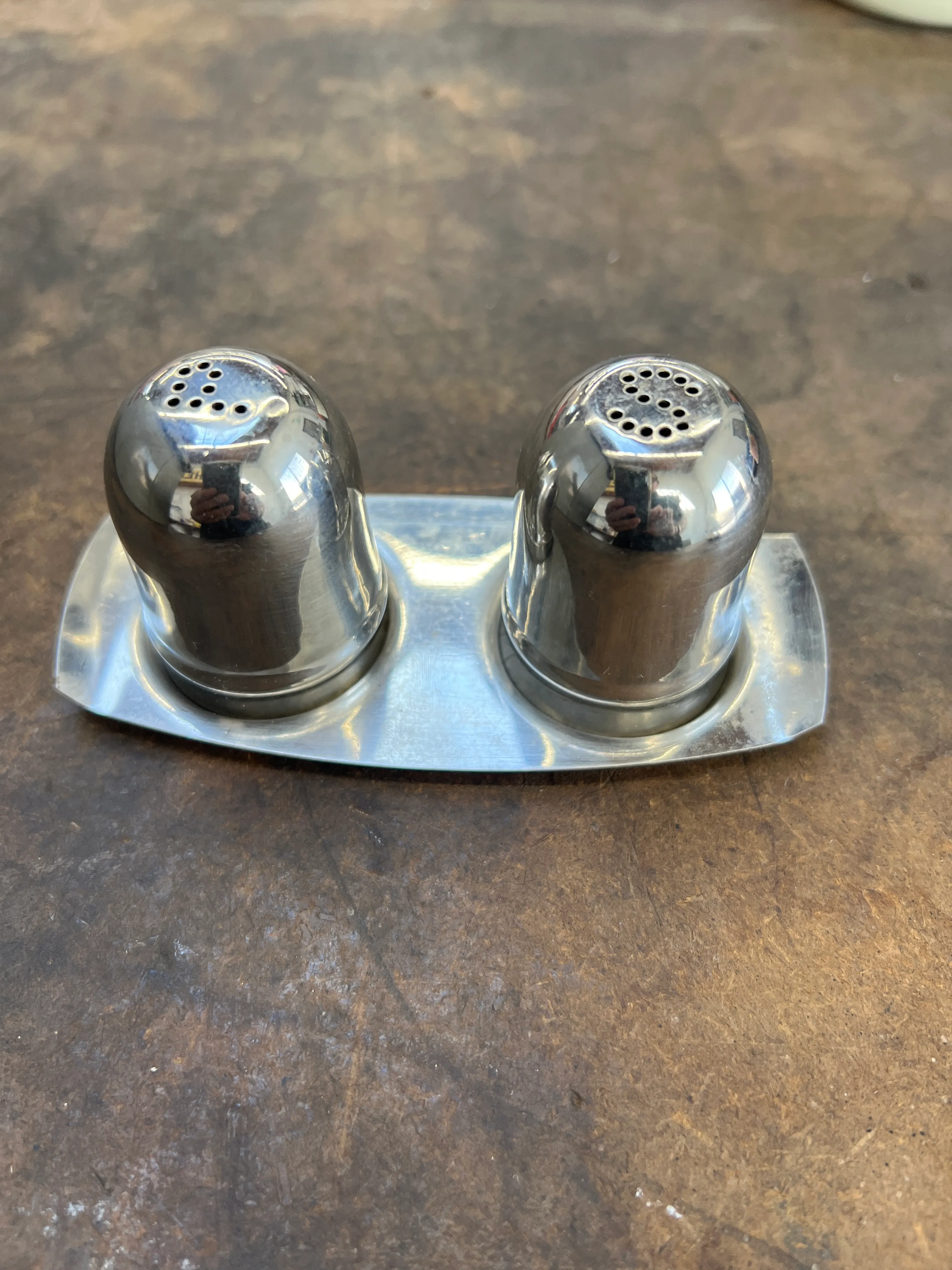 Silver Salt an Pepper on Tray
