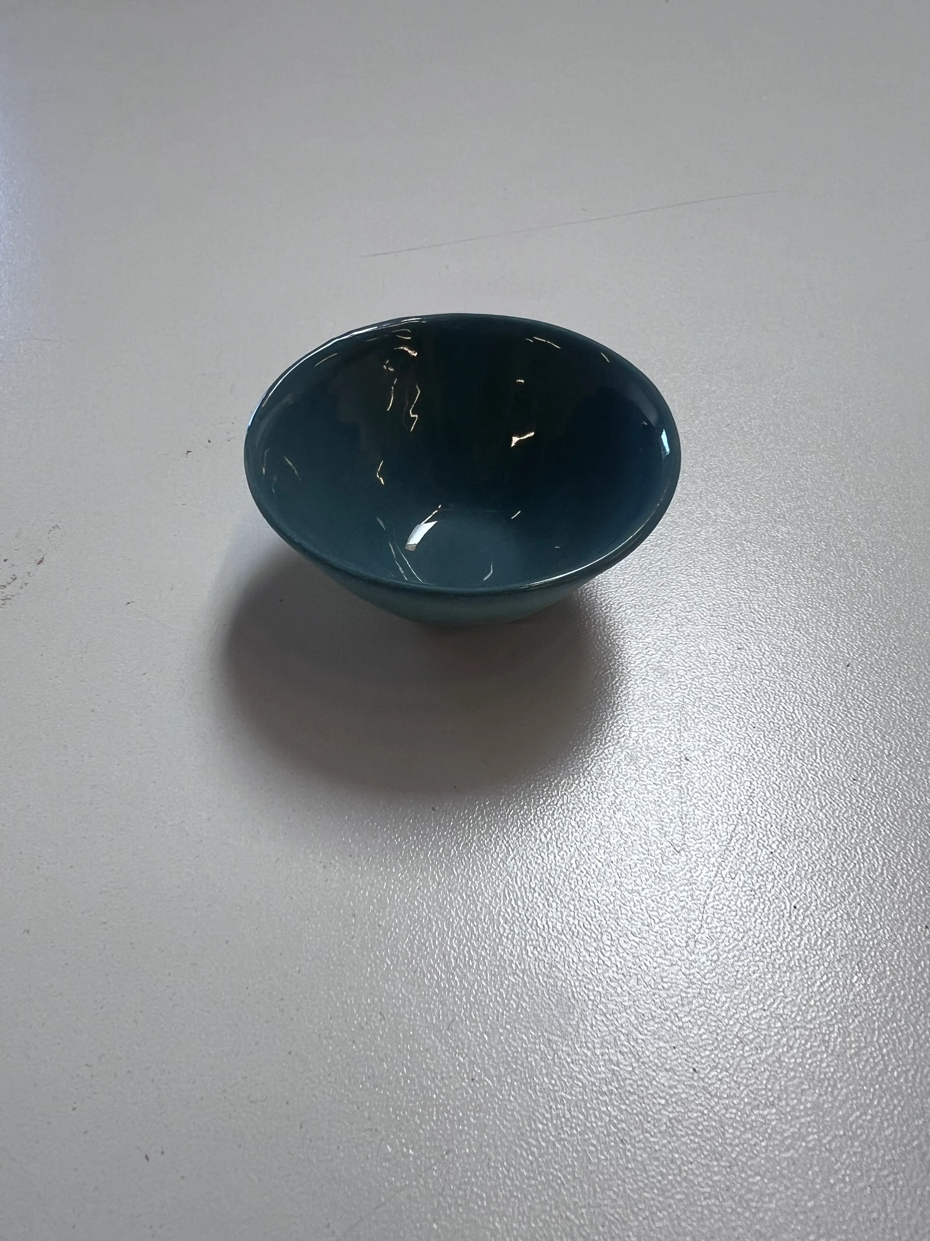 Teal blue salt dish 