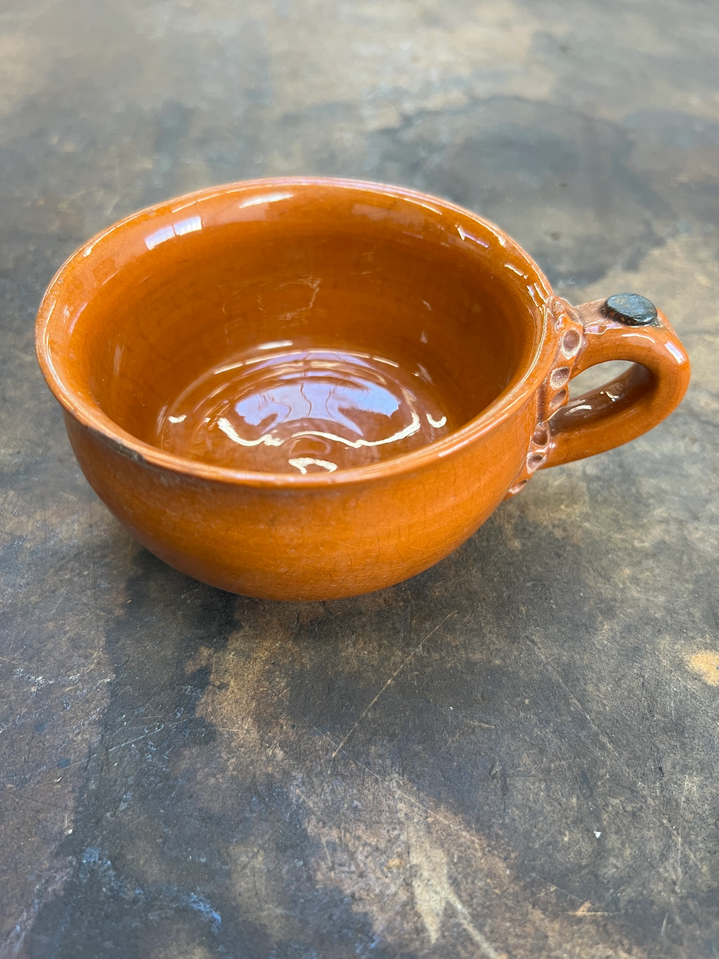 Glazed Terracotta Cup w/ Handle