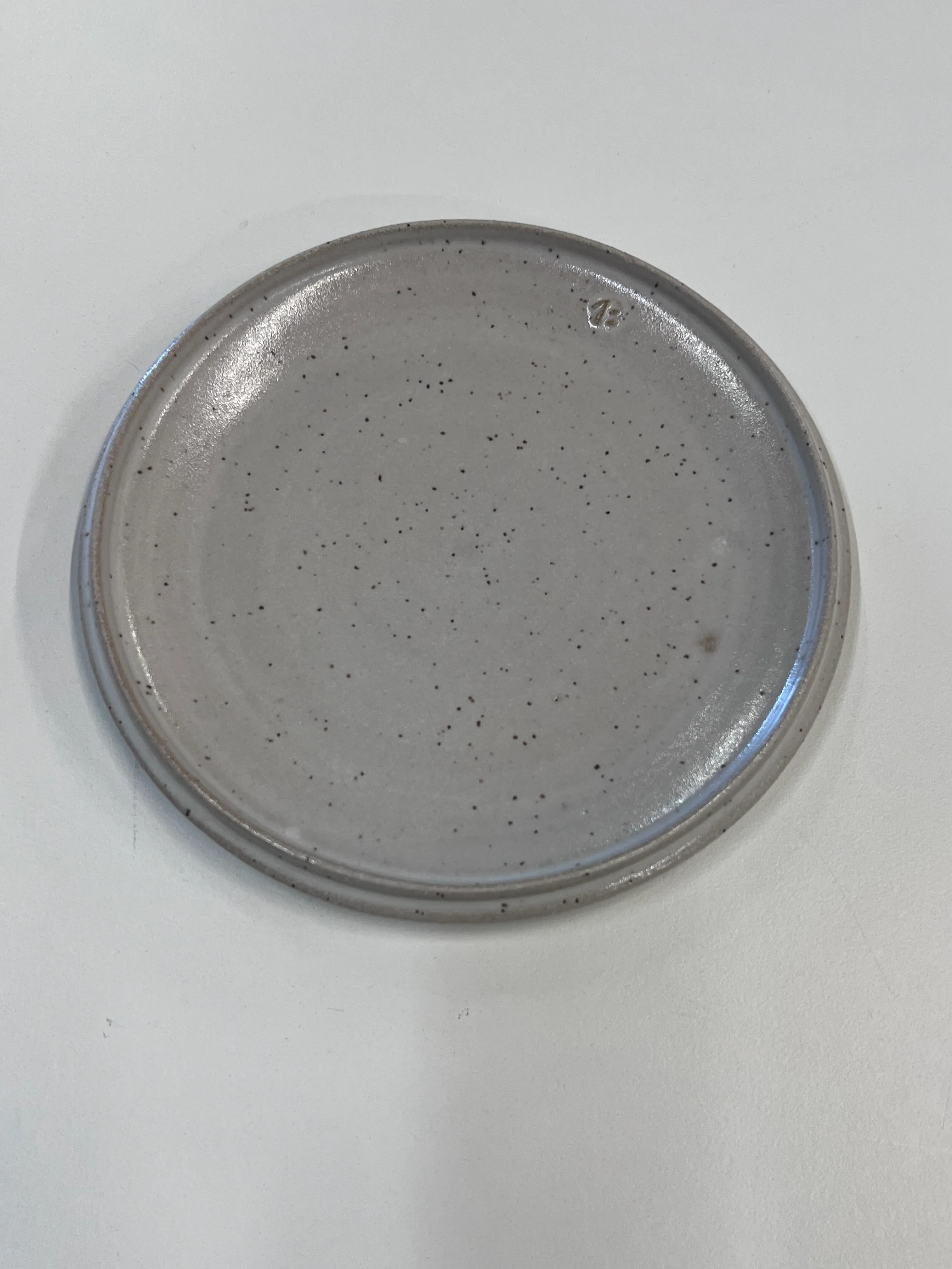 Handmade grey speckled app plate