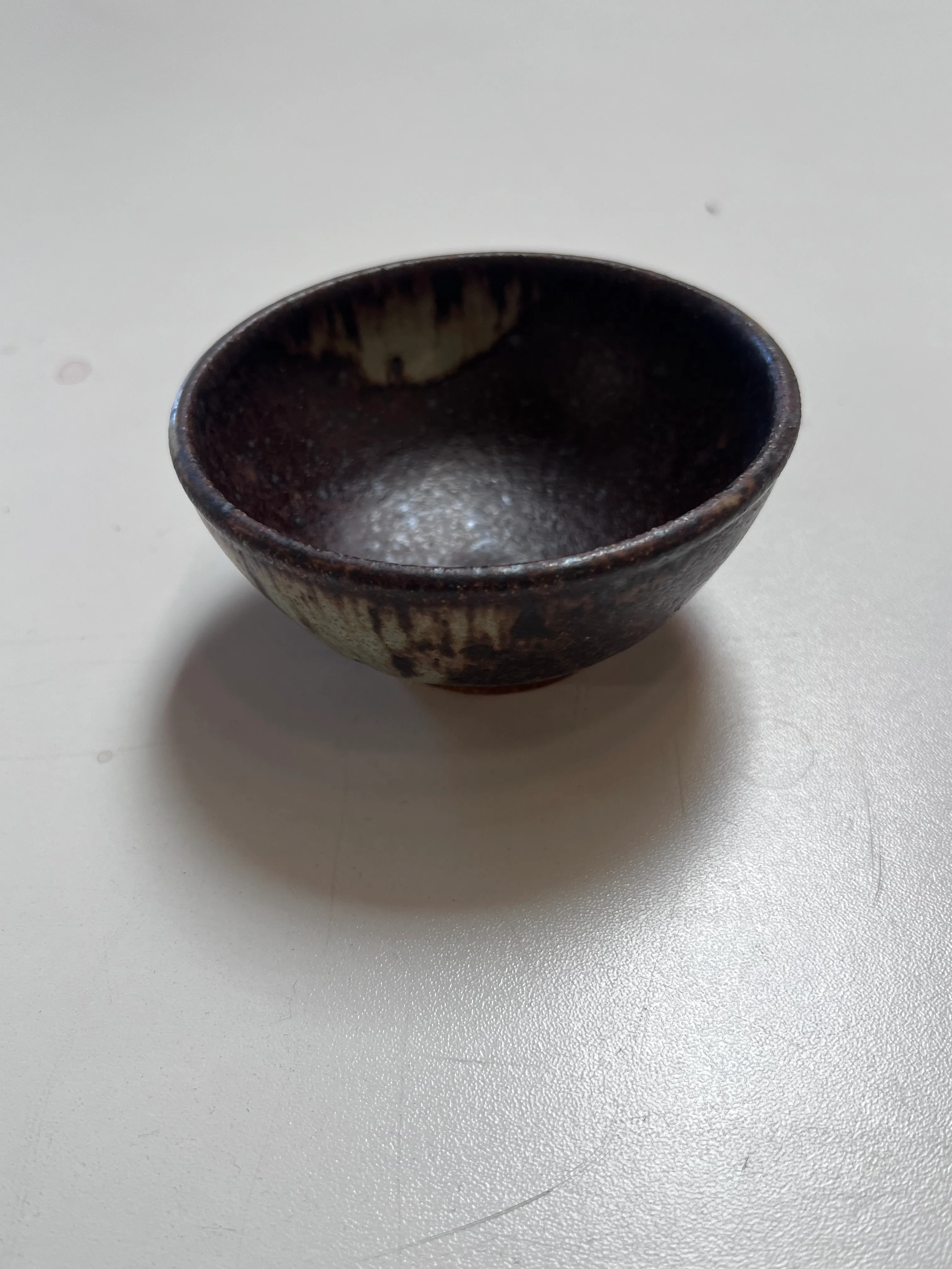 Brown splattered small rice bowl