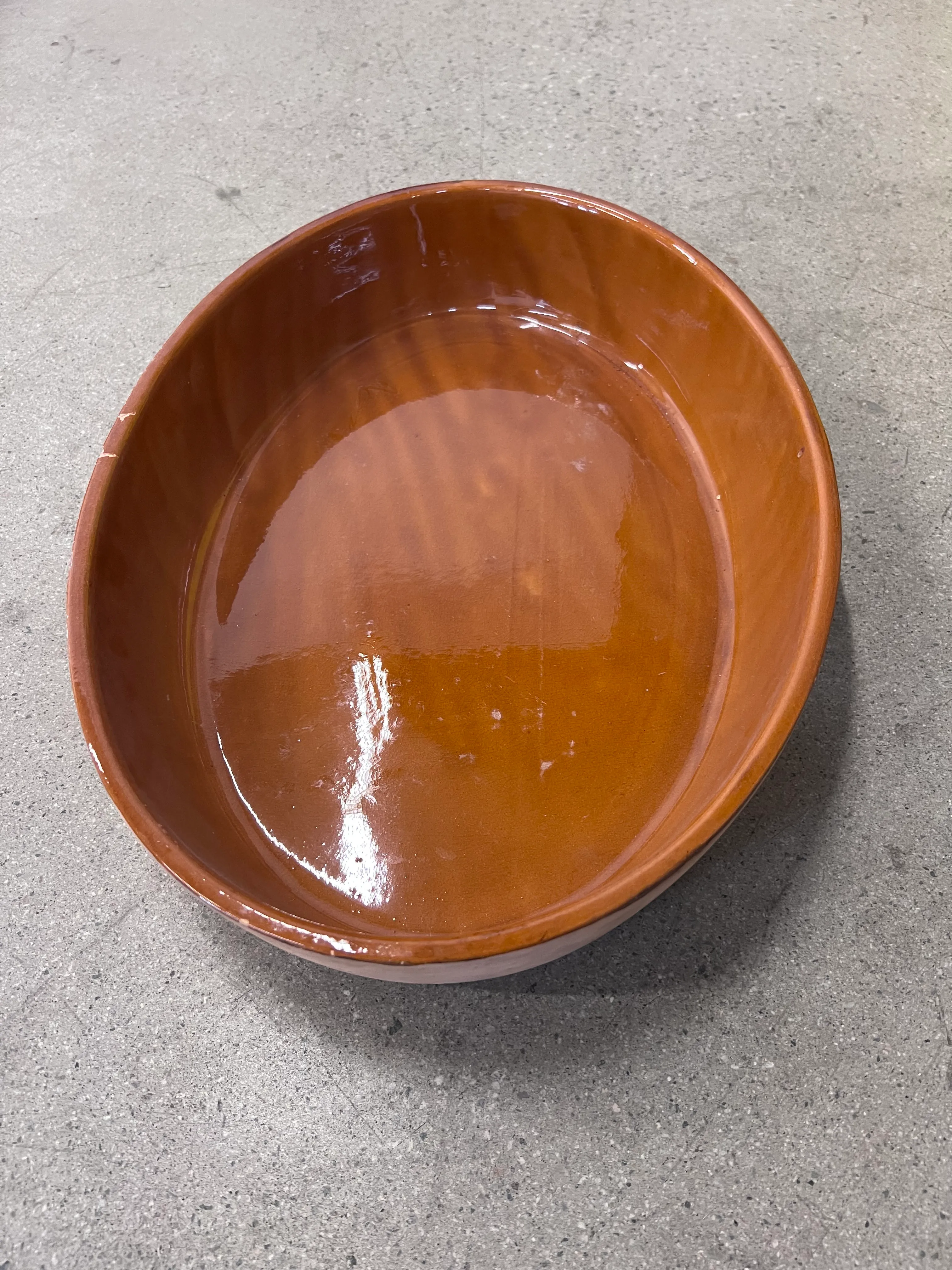 Large oval terracotta baking dish
