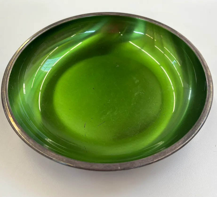Green Enamel Silver Bowl