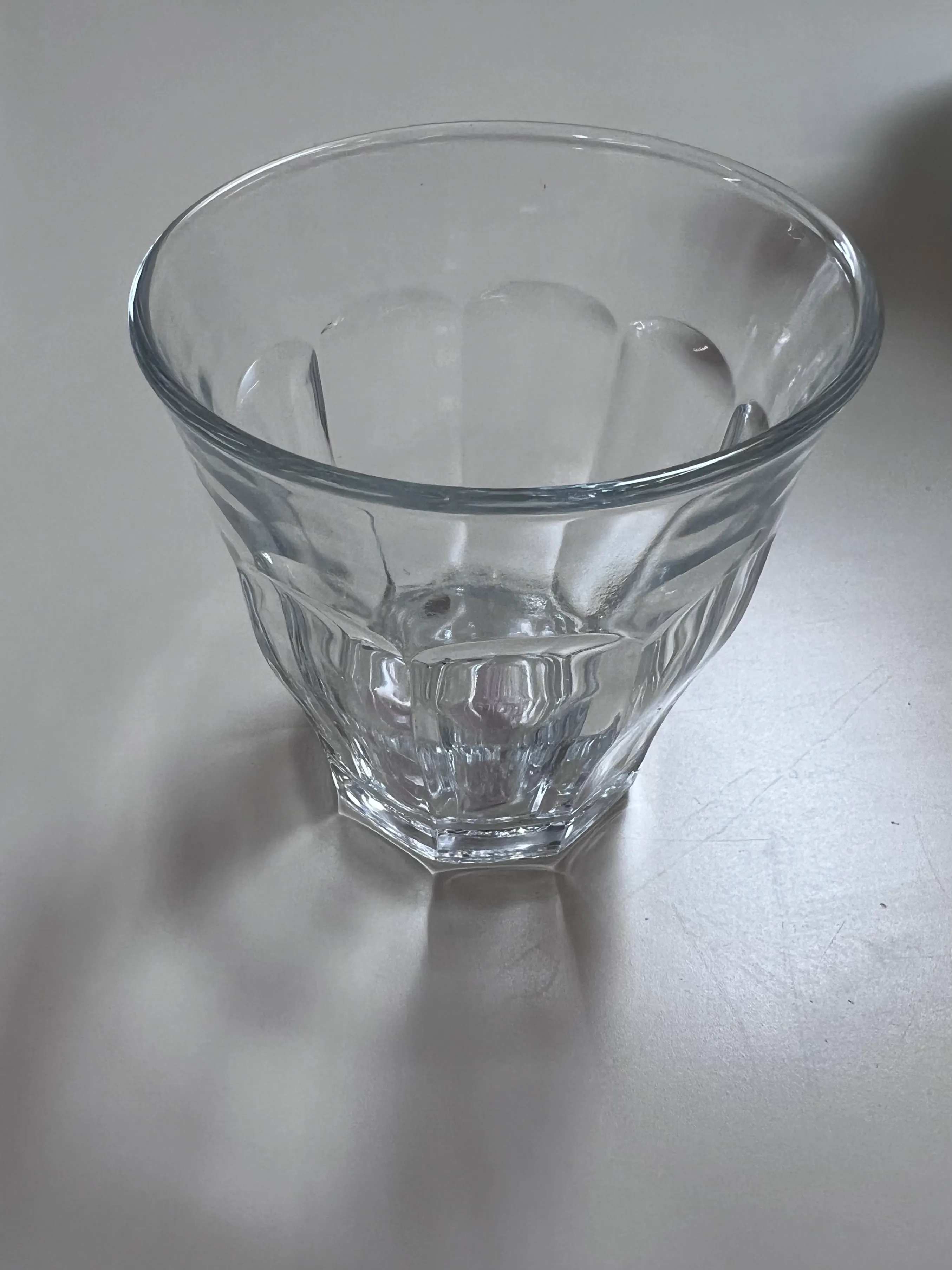 Clear glass faceted juice glass 