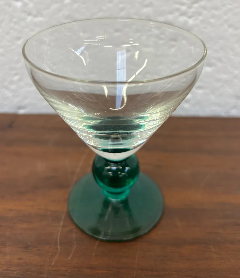 Cordial Teal Ball Stemmed Glass