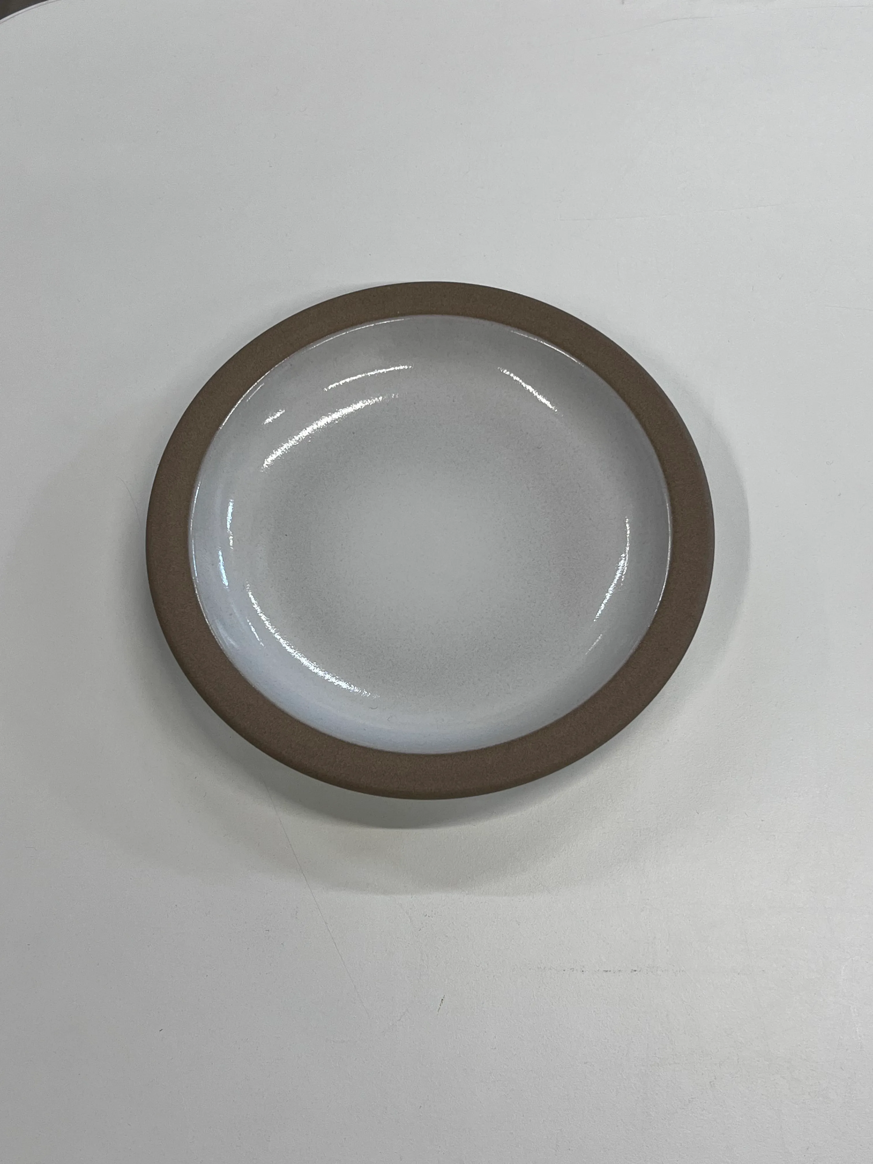 Heath white salad plate, brown rim