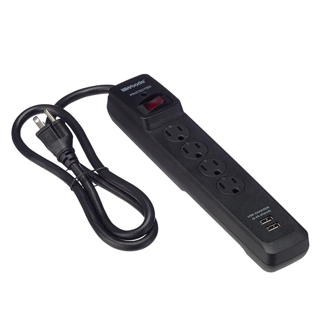 4 outlet power bar black