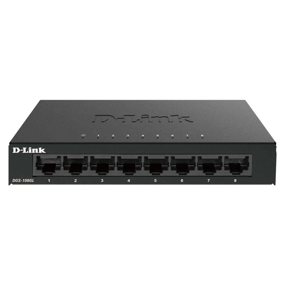 D-Link 8 Port Gigabit Ethernet Switch DGS-108GL Unmanaged Metal, Plug and play