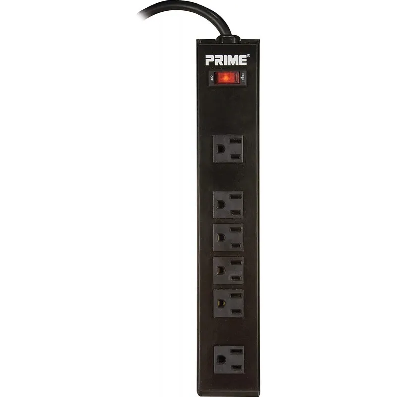 Power Bar 6 Outlets (Black) PRIME