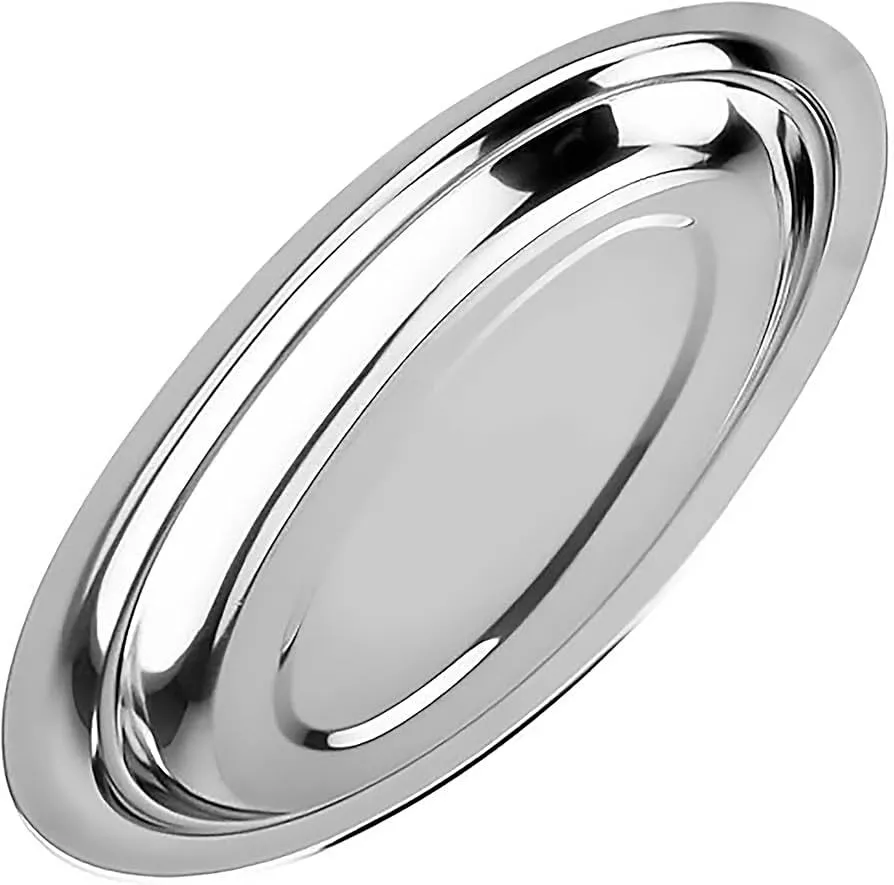 silver serving trays oval shape