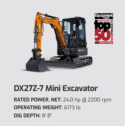 DEVELON DX27Z-7 Mini Excavator 3-Ton (Long Arm)