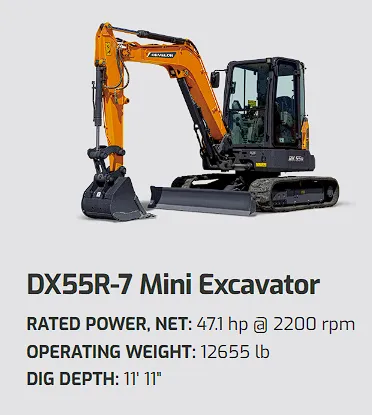 DEVELON DX55R-7 Mini Excavator 6-Ton