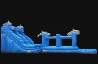 18 foot "dolphin splash" with slip and slide attachment