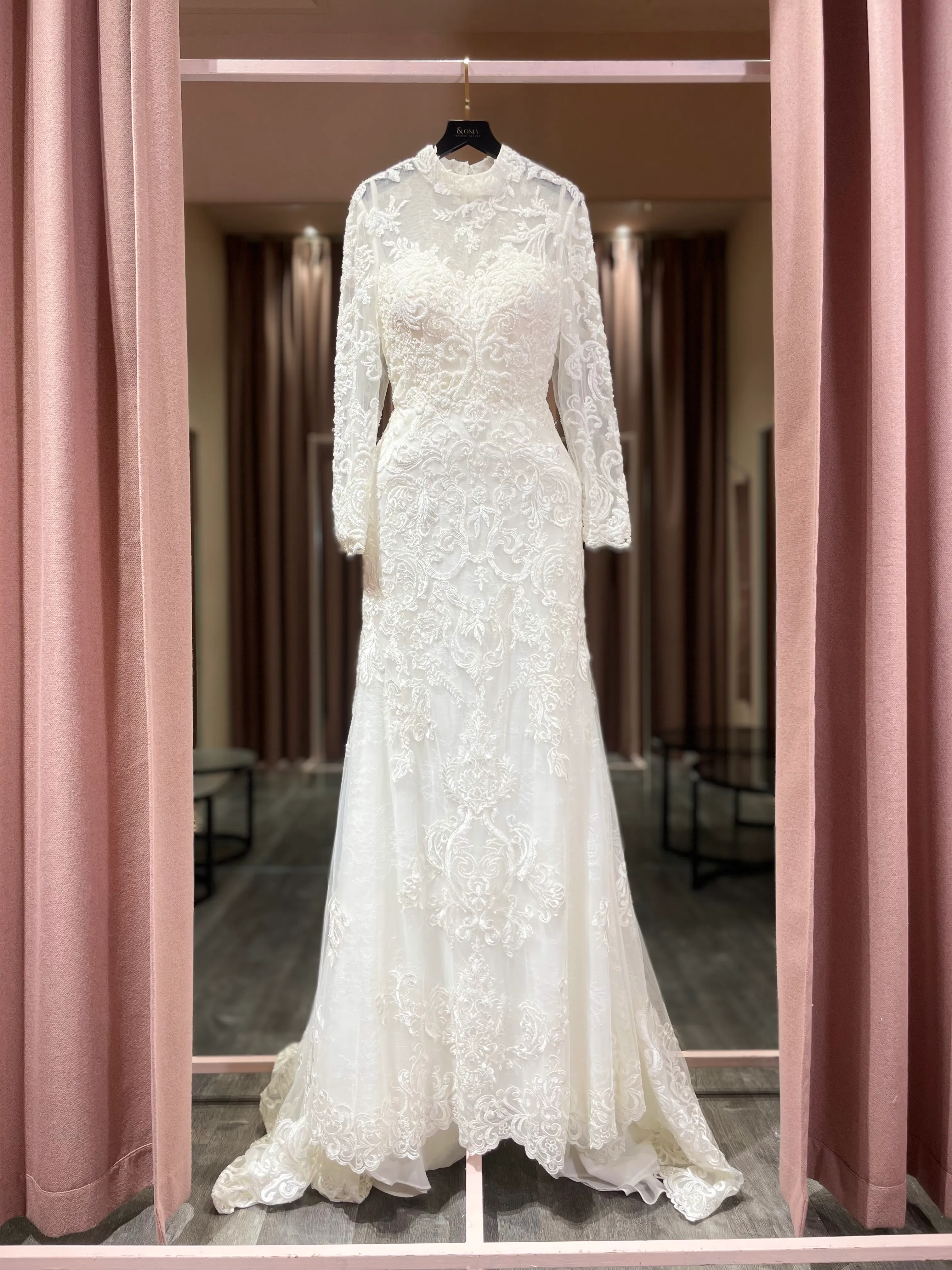 1071 - Malay high neck long sleeves plus size mermaid